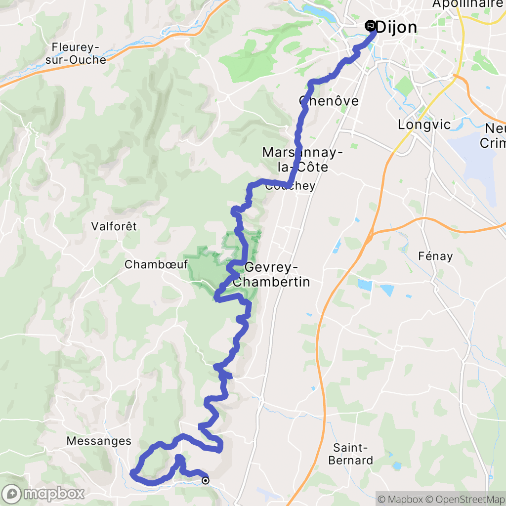 Nuits-Saint-Georges : carte du parcours de randonnée - France