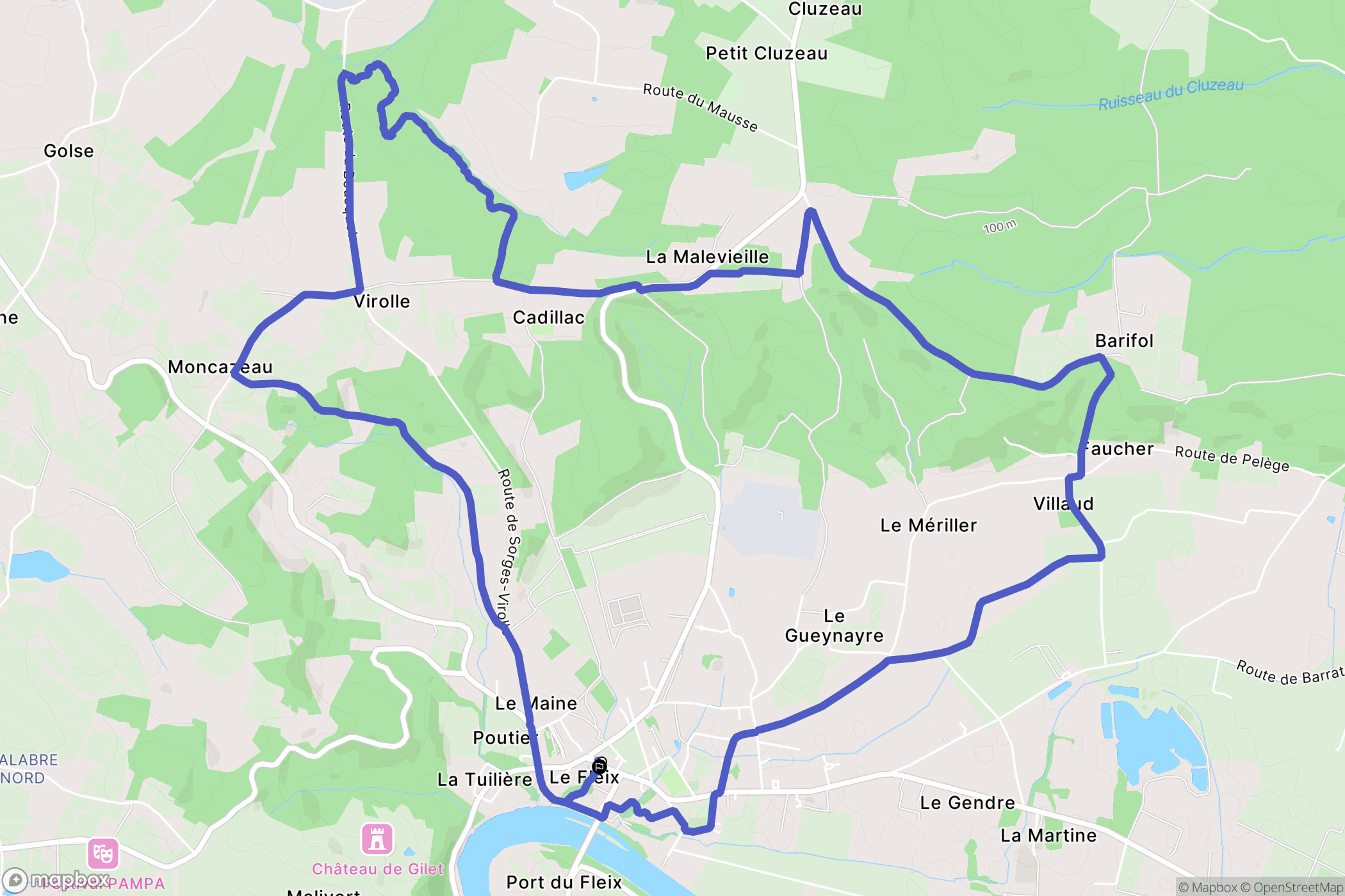 Le Fleix : carte du parcours de randonnée - France