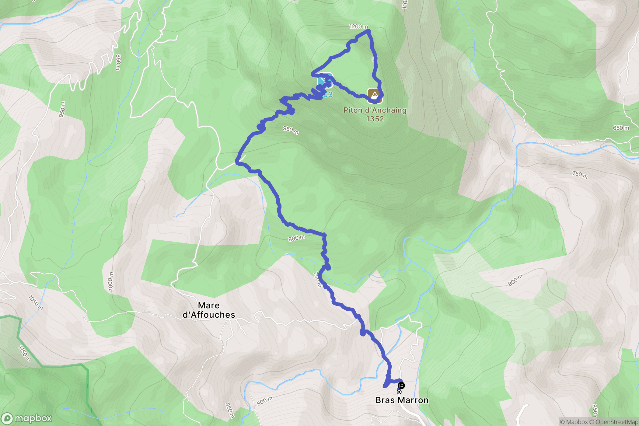 Salazie : carte du parcours de randonnée - France