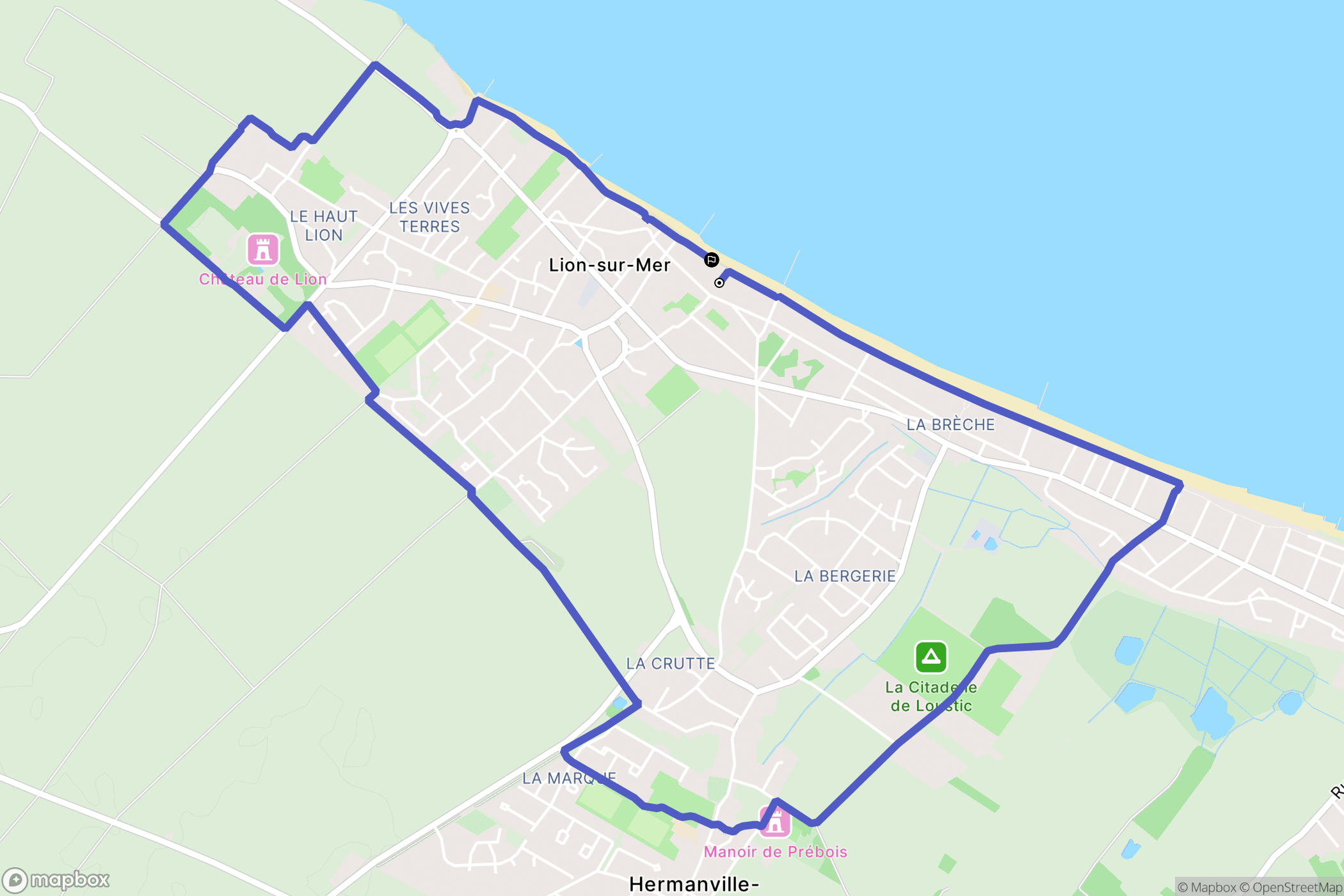 Lion-sur-Mer : carte du parcours de randonnée - France