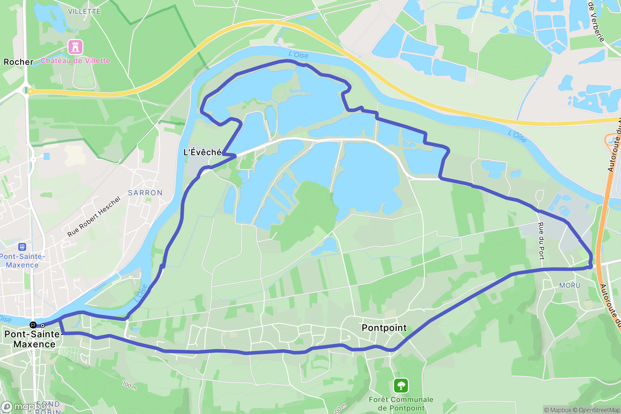 Pont-Sainte-Maxence : carte du parcours de randonnée - France