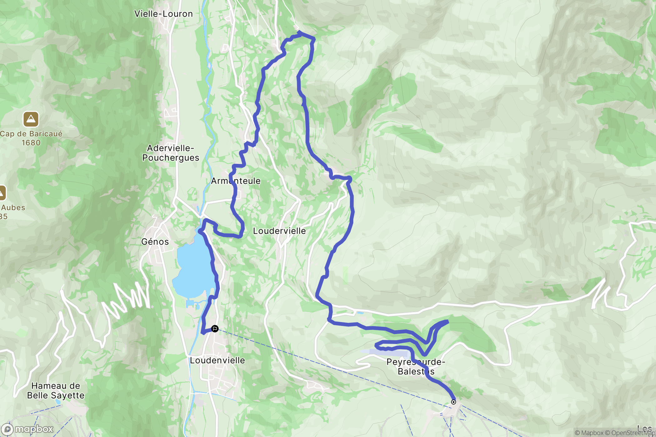 Loudervielle : carte du parcours de randonnée - France