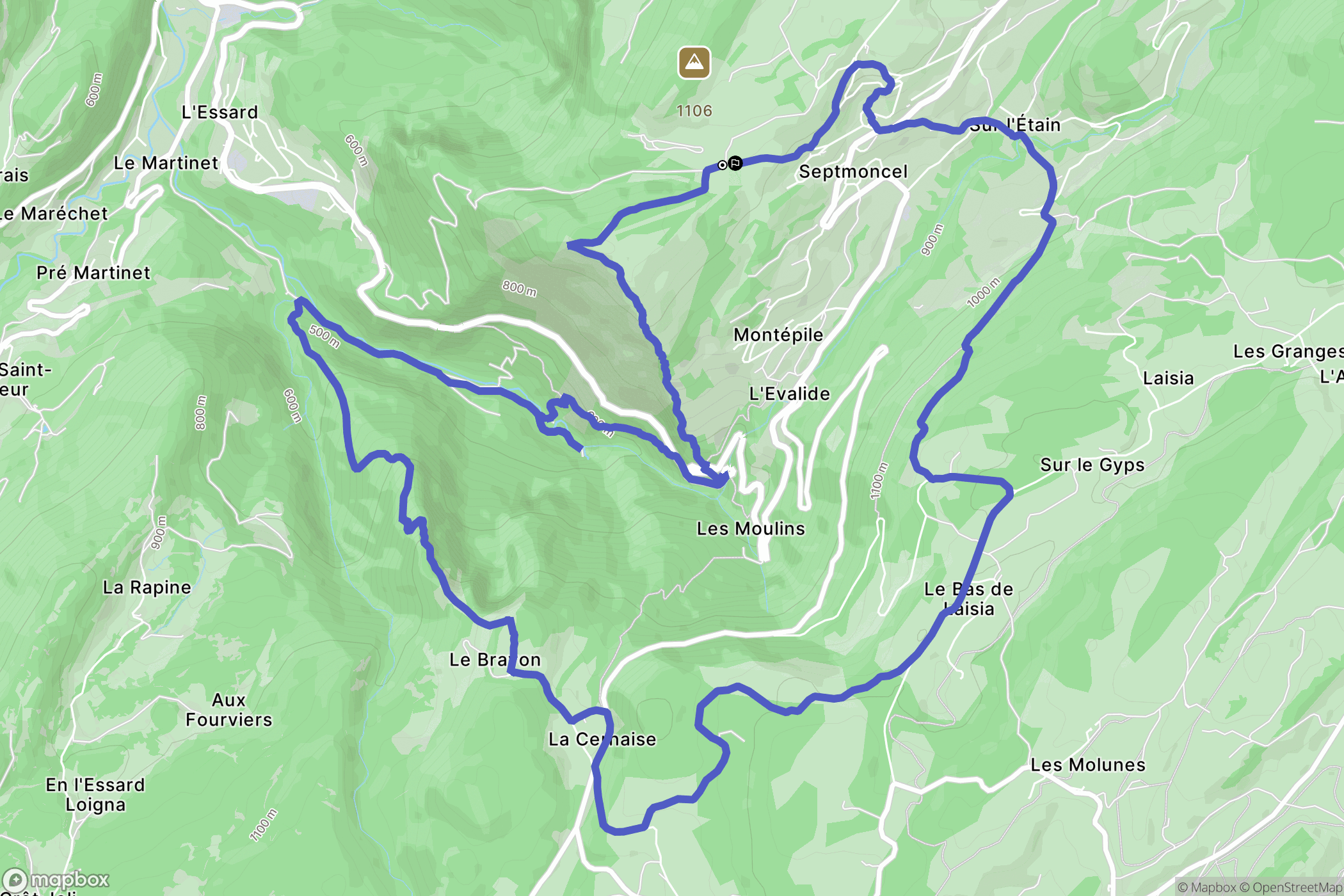 Septmoncel les Molunes : carte du parcours de randonnée - France