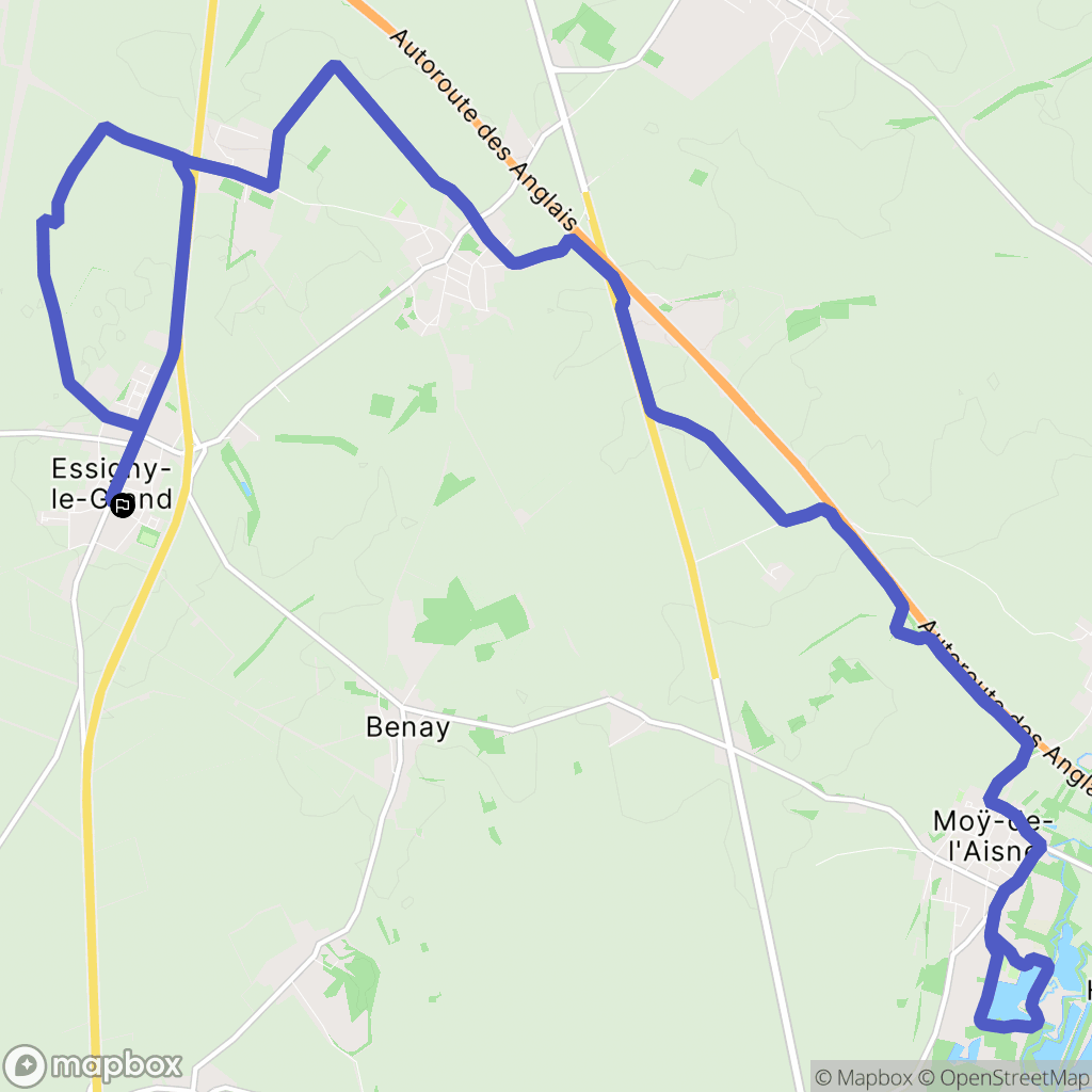 Essigny-le-Grand : carte du parcours de randonnée - France