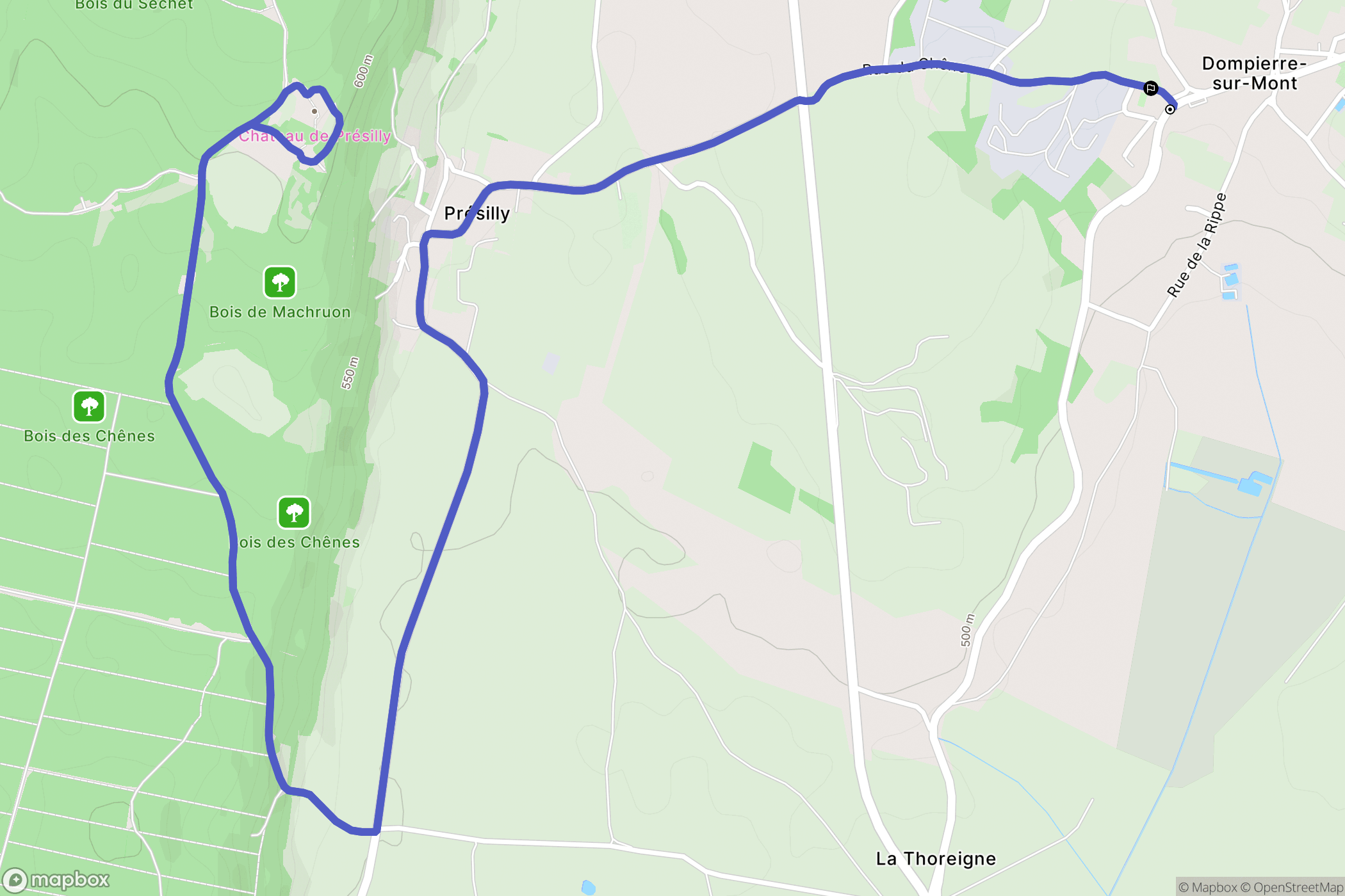 Dompierre-sur-Mont : carte du parcours de randonnée - France