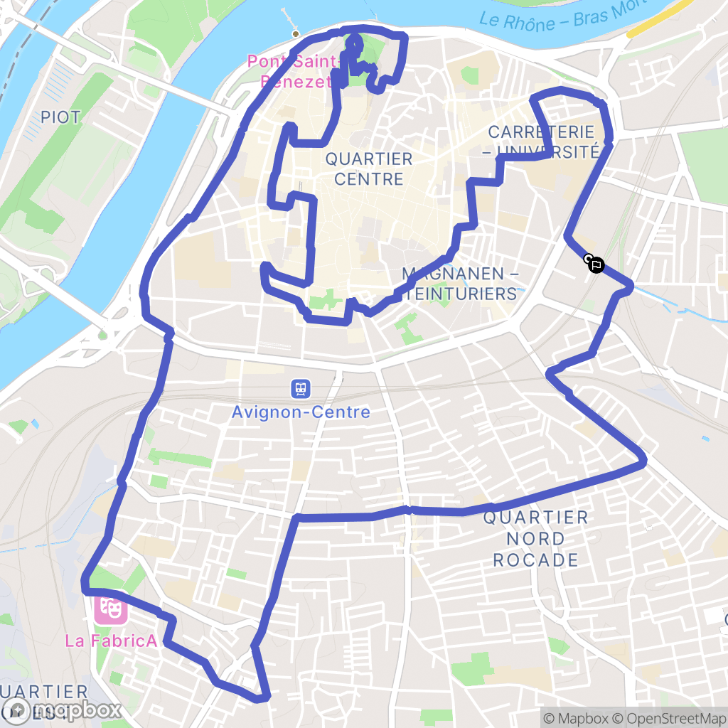 Avignon : carte du parcours de randonnée - France