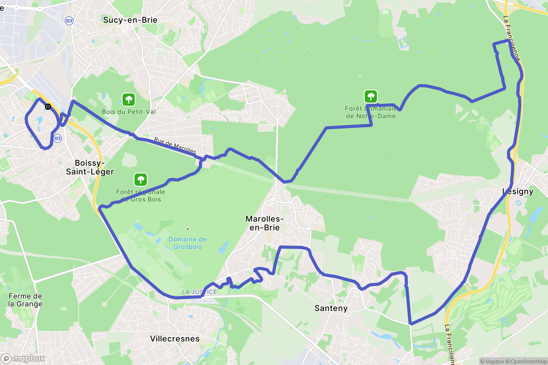 Boissy-Saint-Léger : carte du parcours de randonnée - France