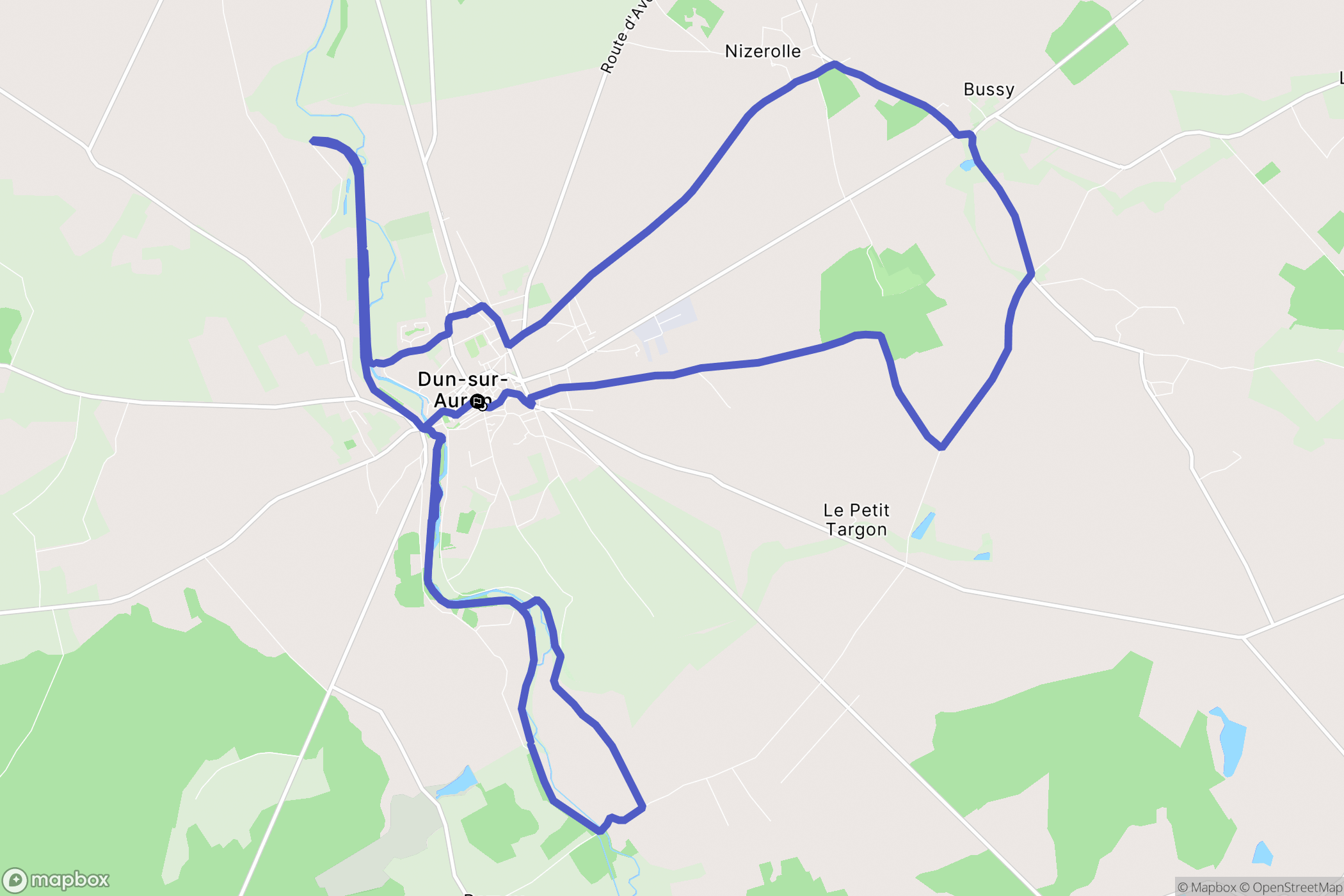 Dun-sur-Auron : carte du parcours de randonnée - France
