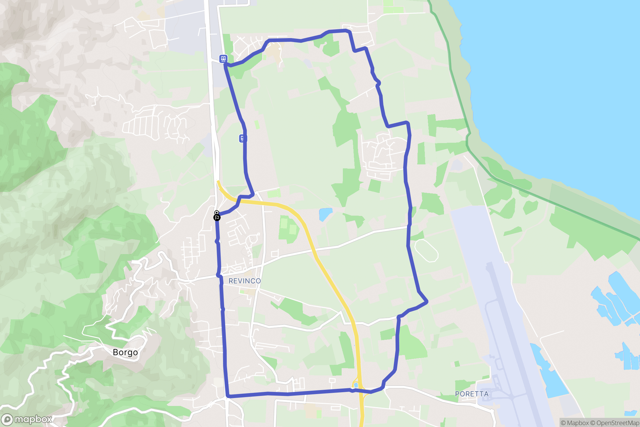 Borgo : carte du parcours de randonnée - France