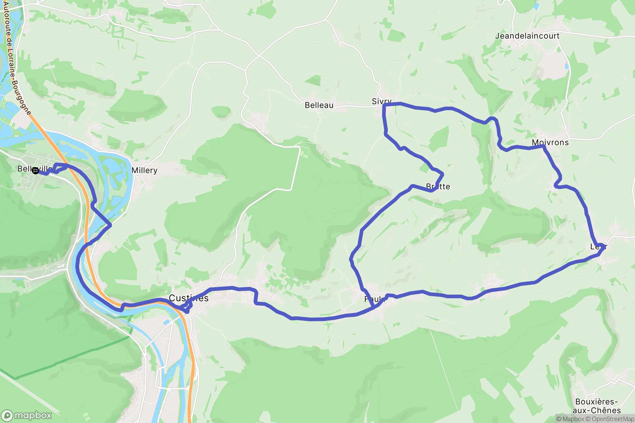 Belleville : carte du parcours de randonnée - France