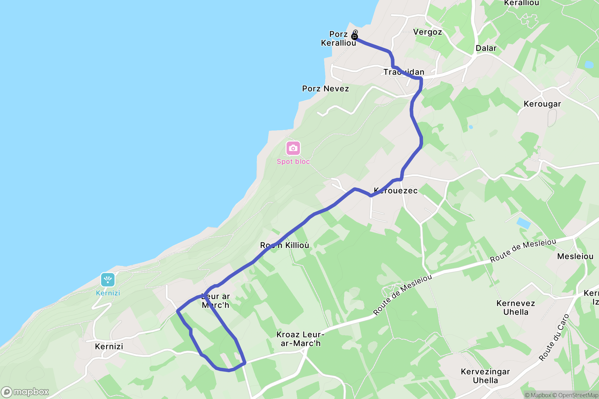 Plougastel-Daoulas : carte du parcours de randonnée - France