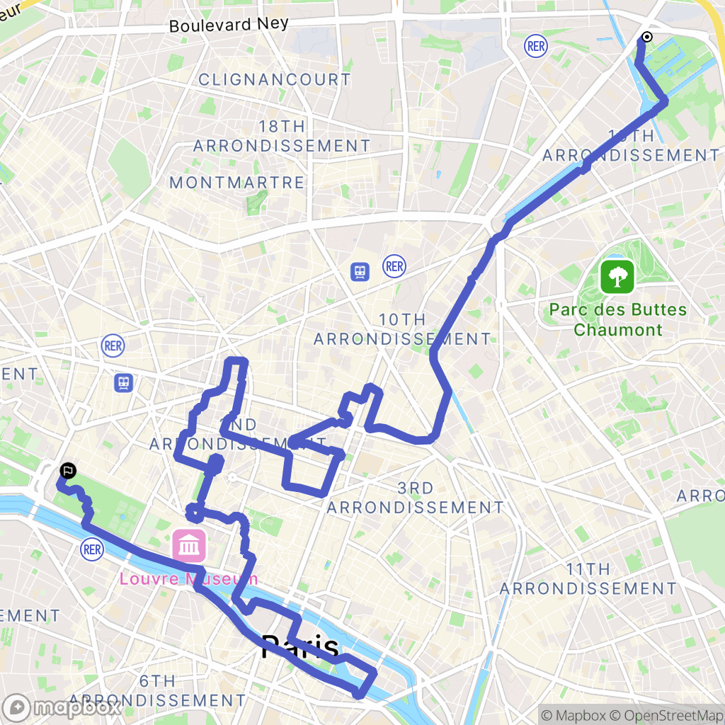 Paris : carte du parcours de randonnée - France