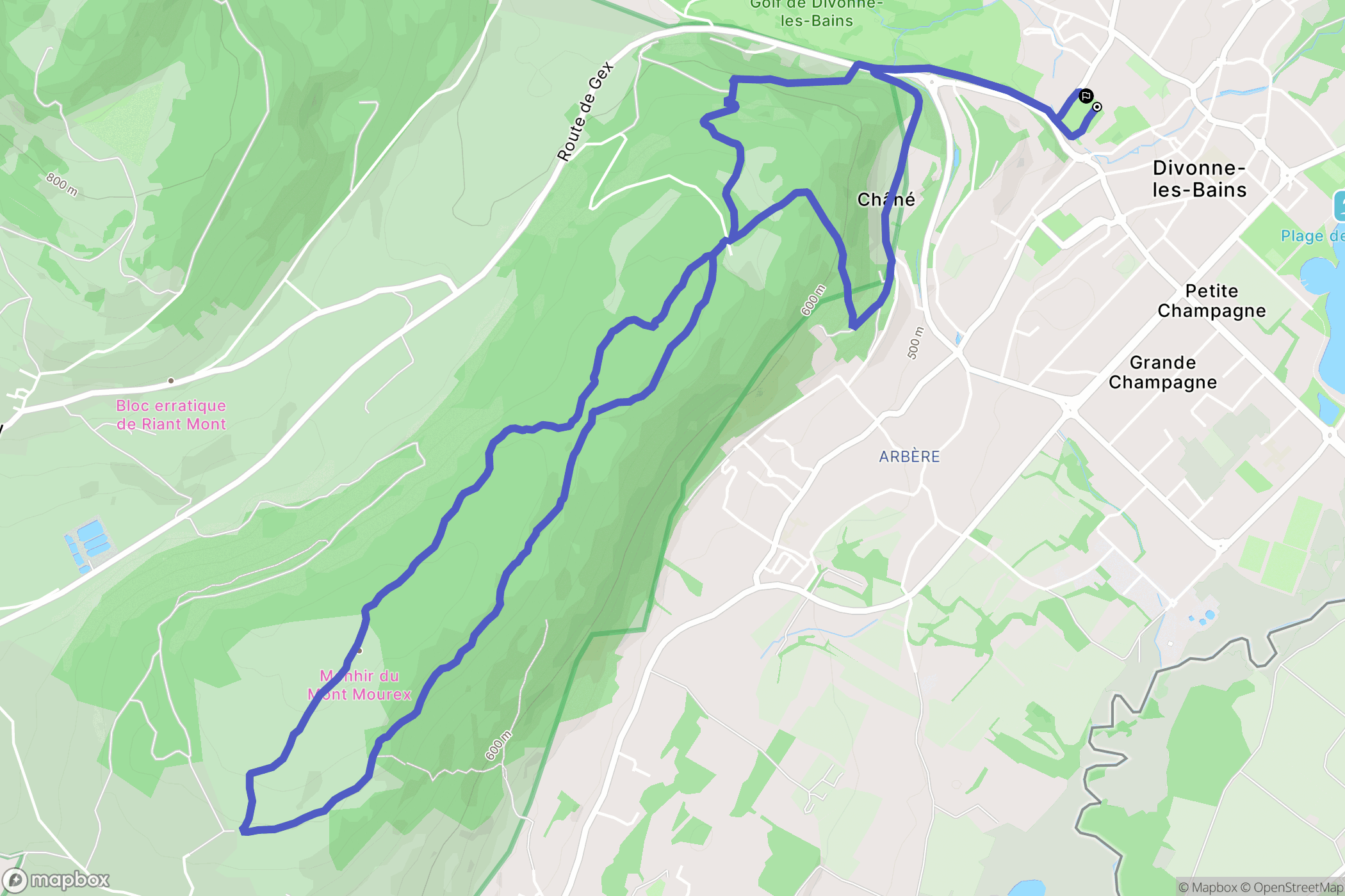 Divonne-les-Bains : carte du parcours de randonnée - France