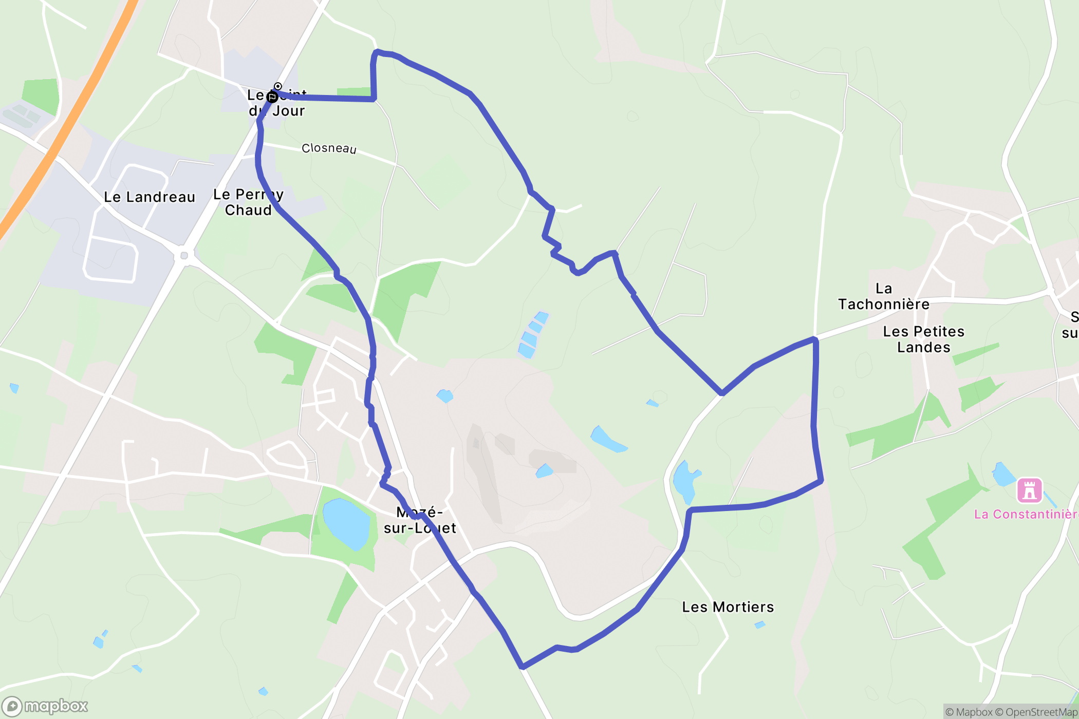 Mozé-sur-Louet : carte du parcours de randonnée - France