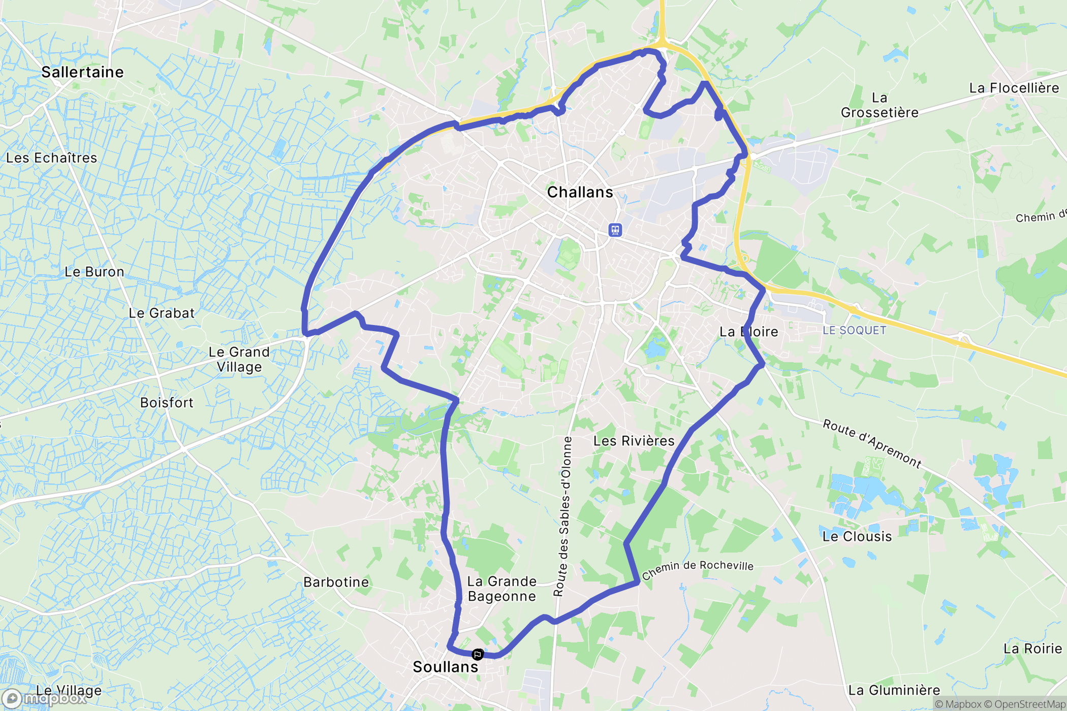 Challans : carte du parcours de randonnée - France