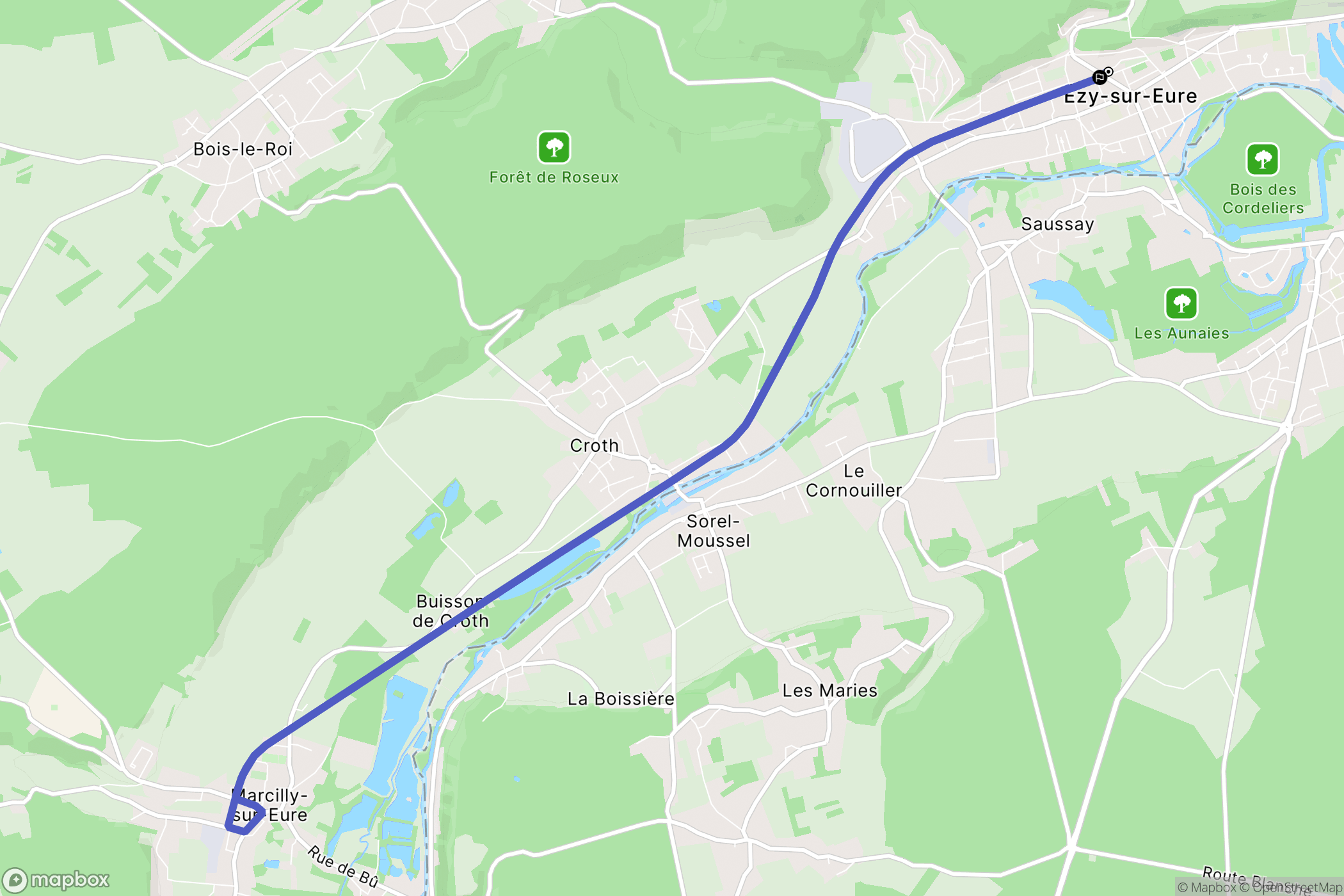 Ezy sur Eure : carte du parcours de randonnée - France