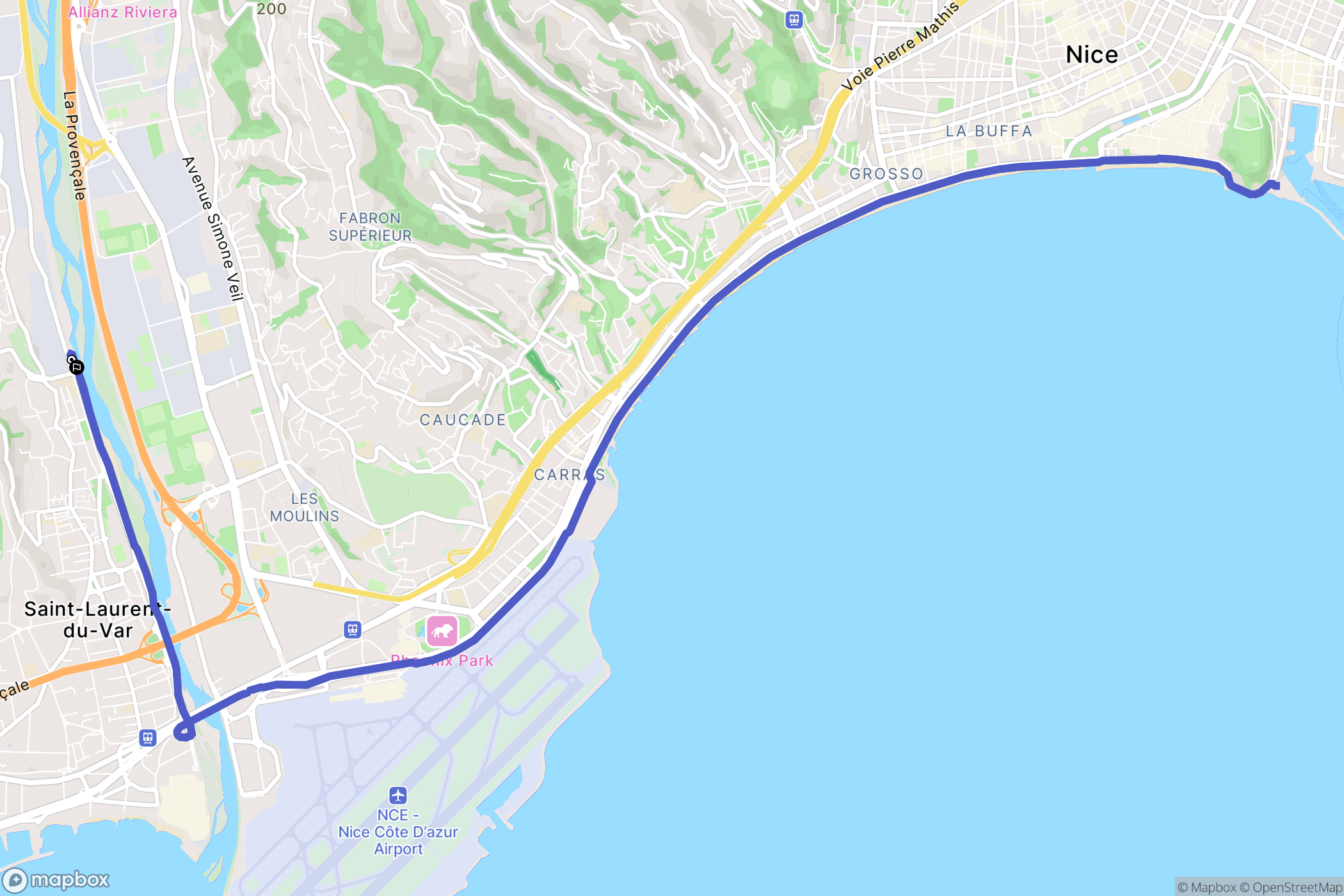 Saint-Laurent-du-Var : carte du parcours de randonnée - France
