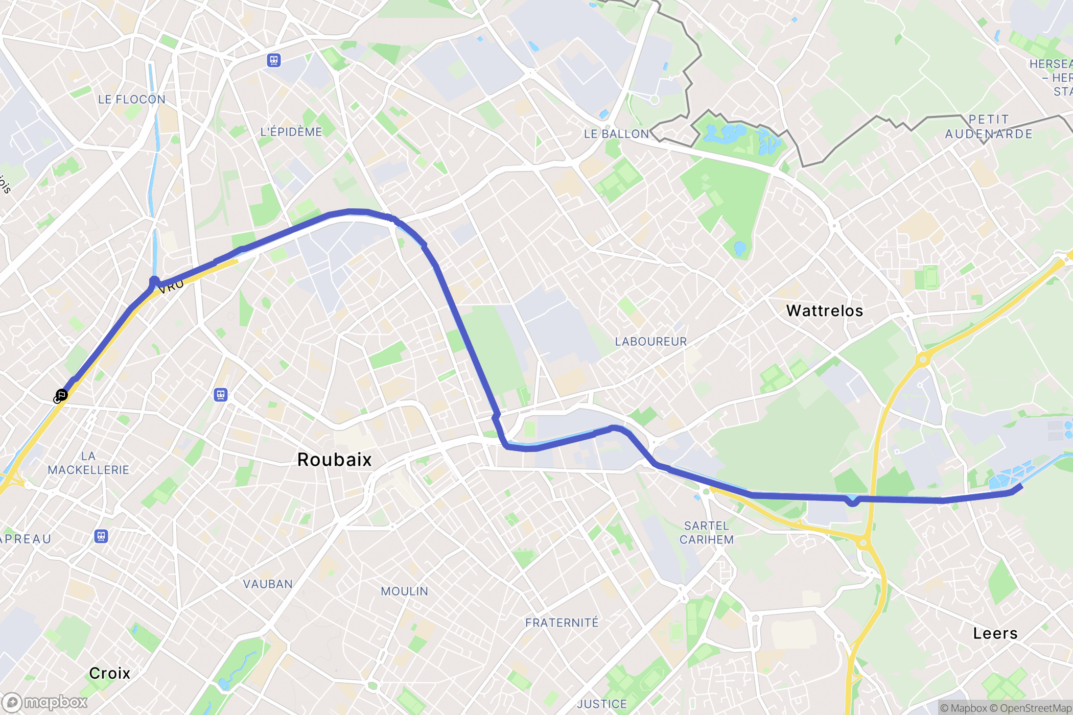 Tourcoing : carte du parcours de randonnée - France