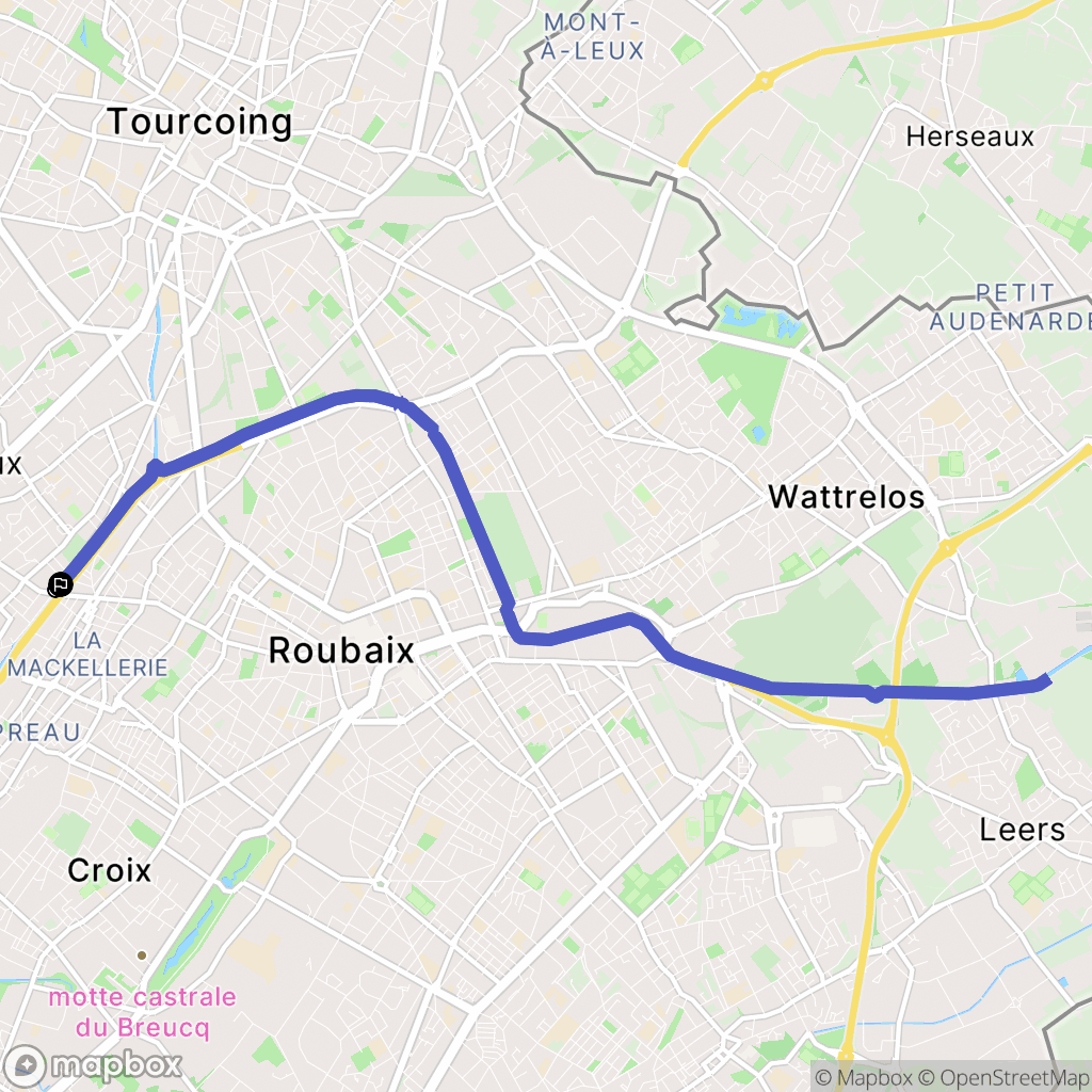 Tourcoing : carte du parcours de randonnée - France
