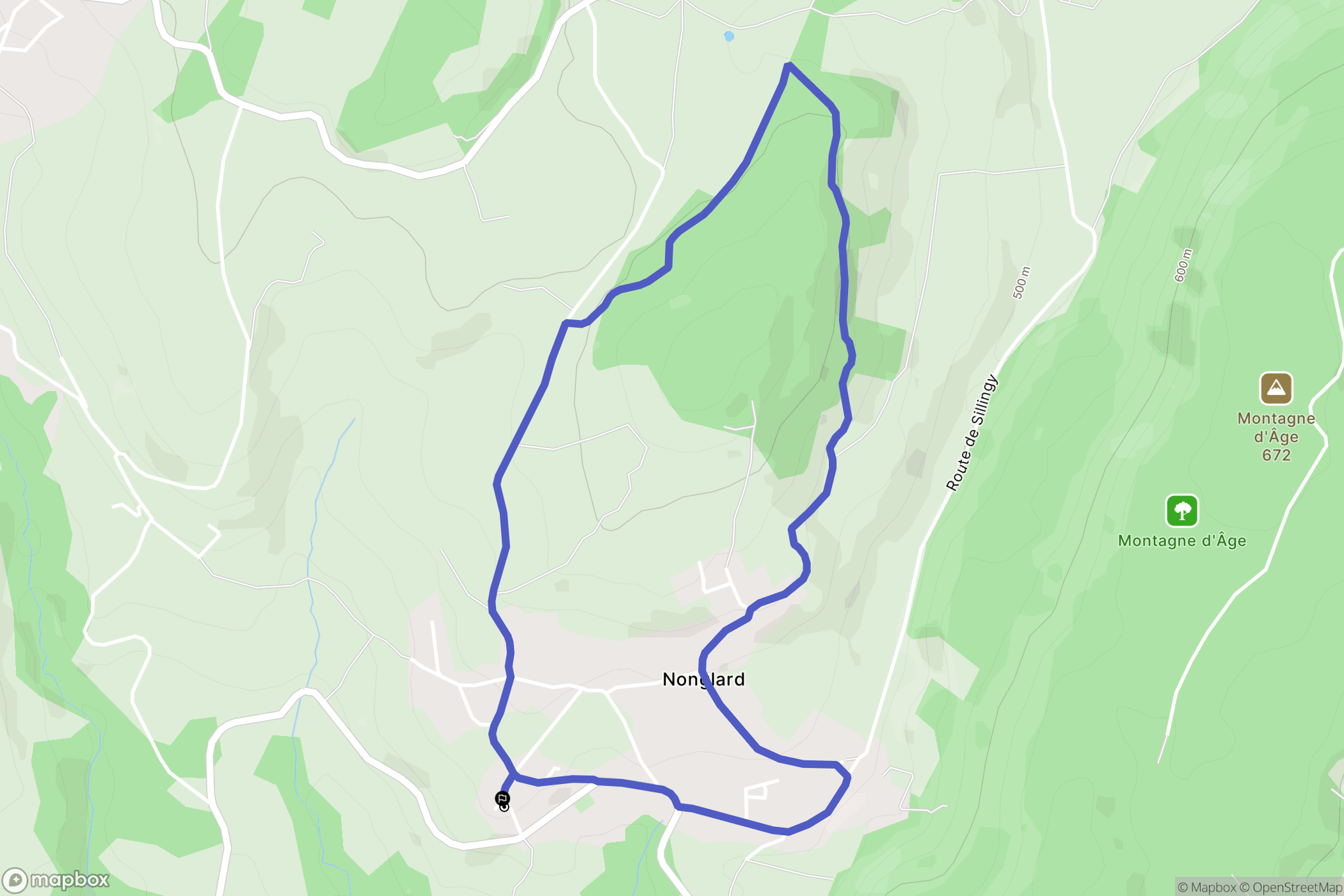 Nonglard : carte du parcours de randonnée - France