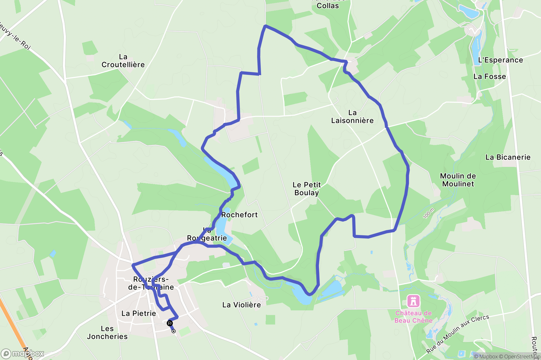 Rouziers-de-Touraine : carte du parcours de randonnée - France