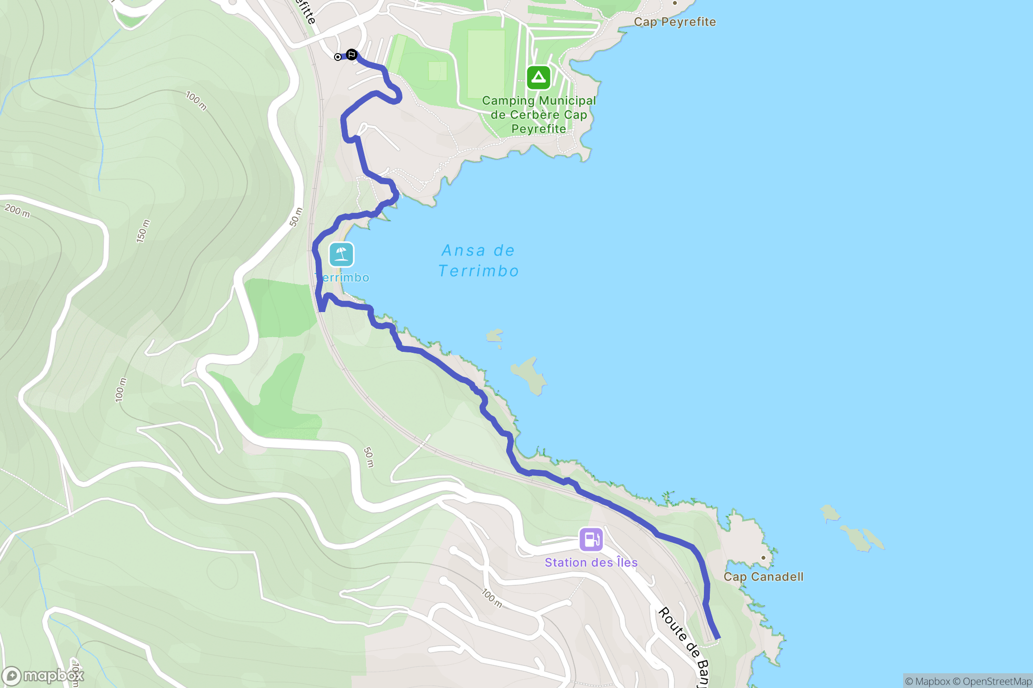 Cerbère : carte du parcours de randonnée - France