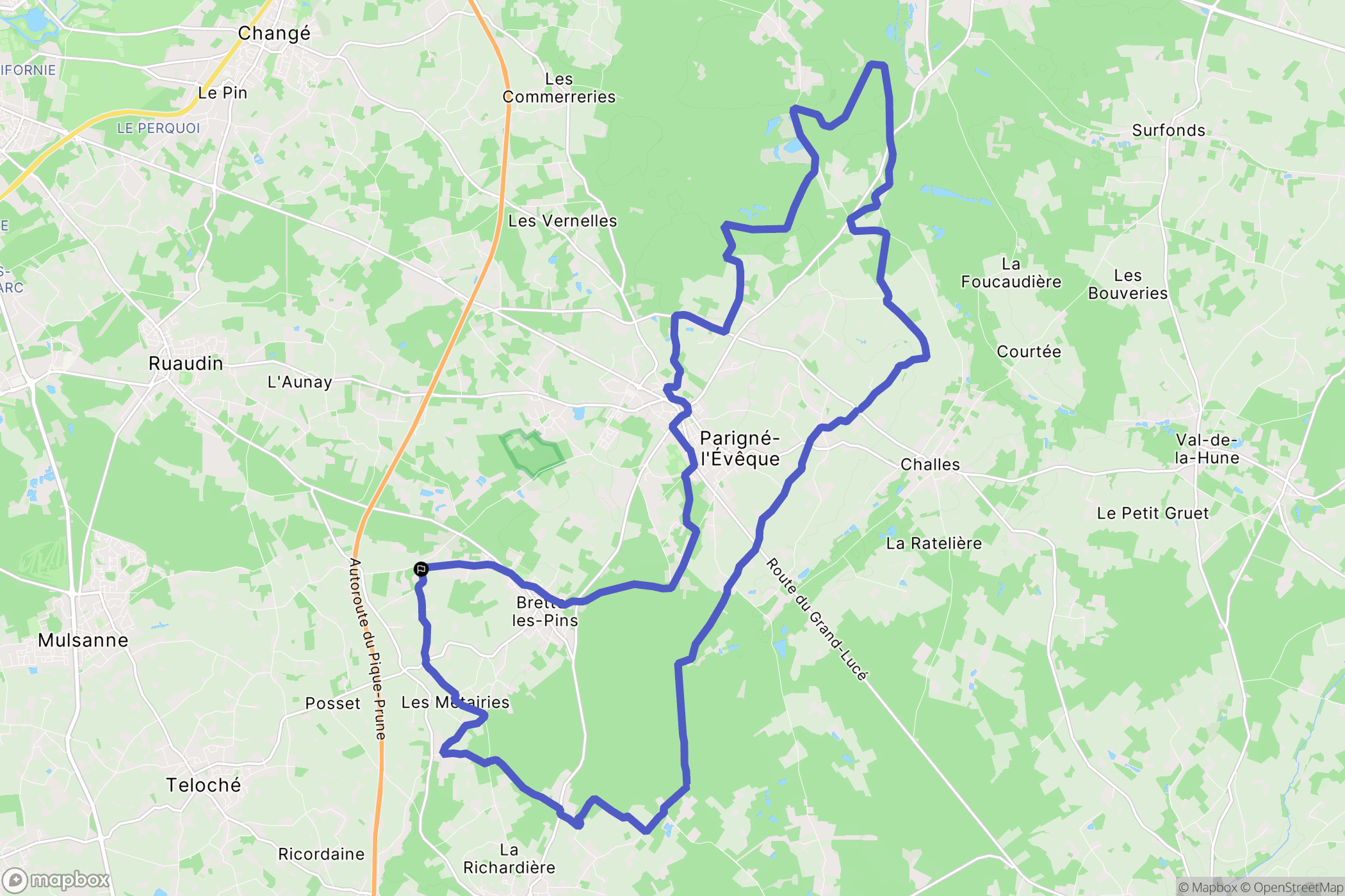 Brette-les-Pins : carte du parcours de randonnée - France