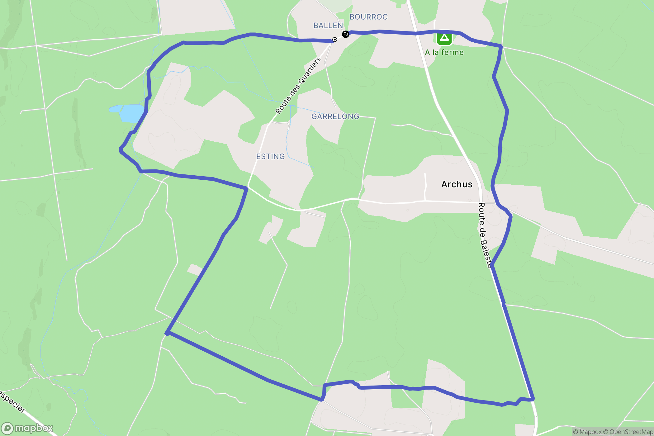 Mimizan : carte du parcours de randonnée - France