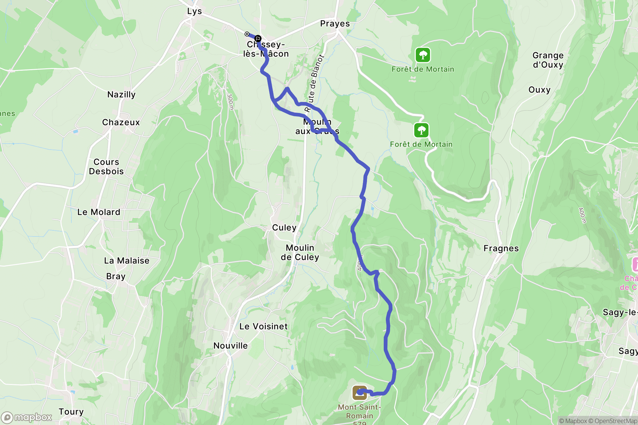 Chissey-lès-Mâcon : carte du parcours de randonnée - France