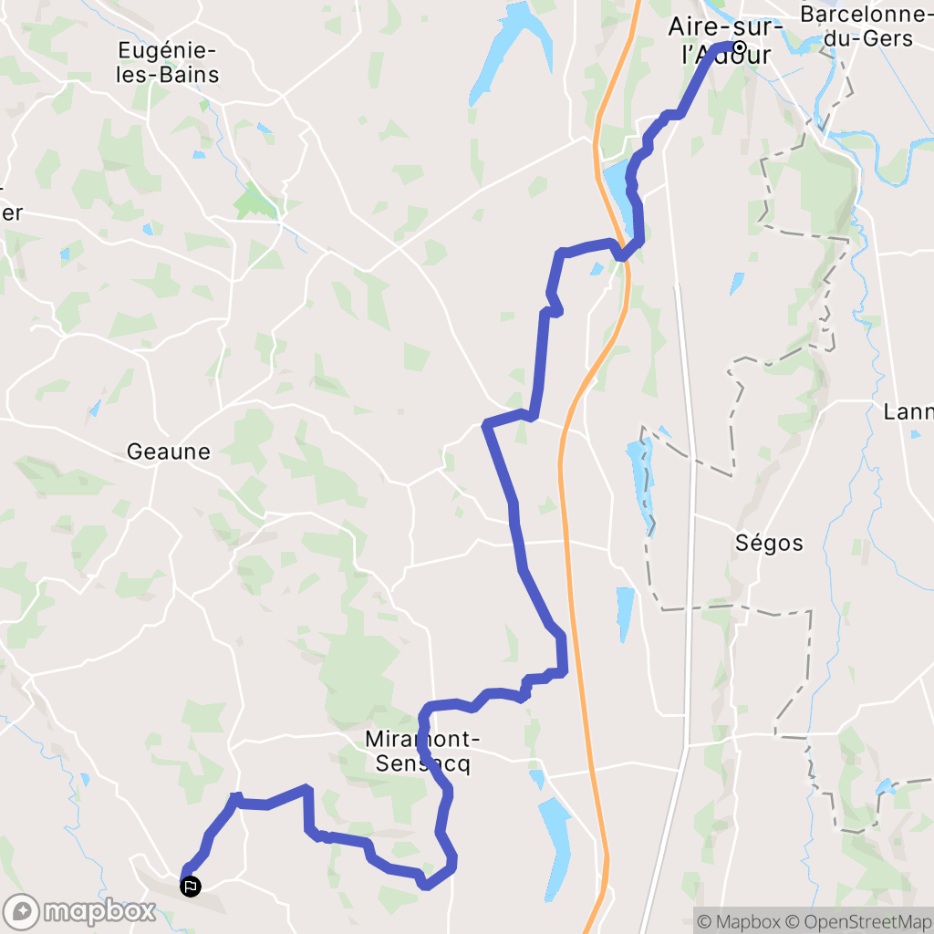 Aire-sur-l'Adour : carte du parcours de randonnée - France
