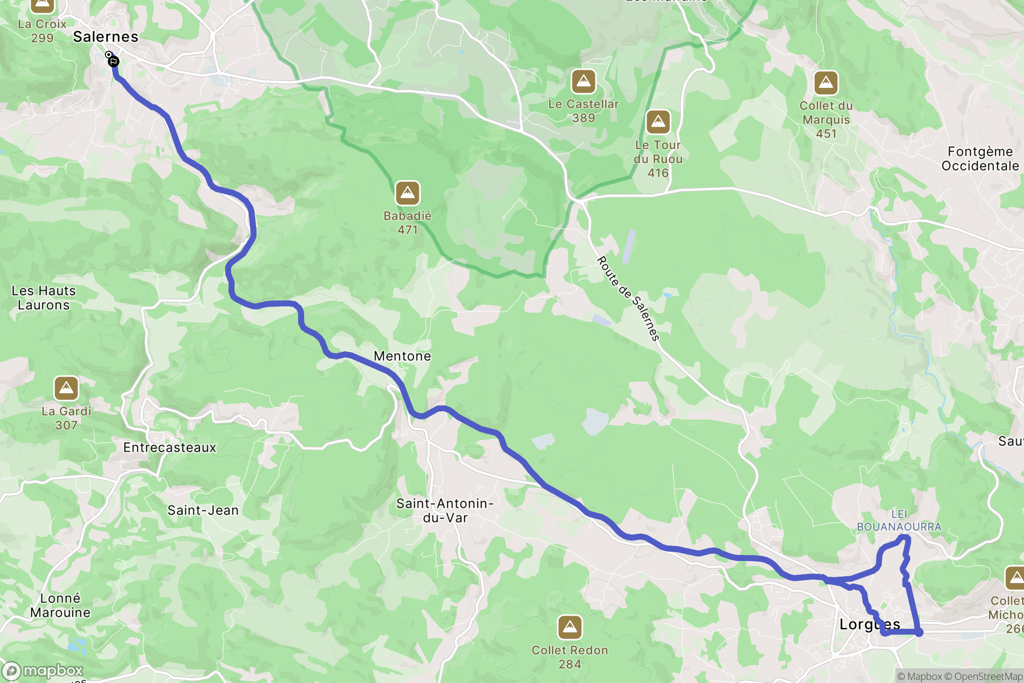 Salernes : carte du parcours de randonnée - France
