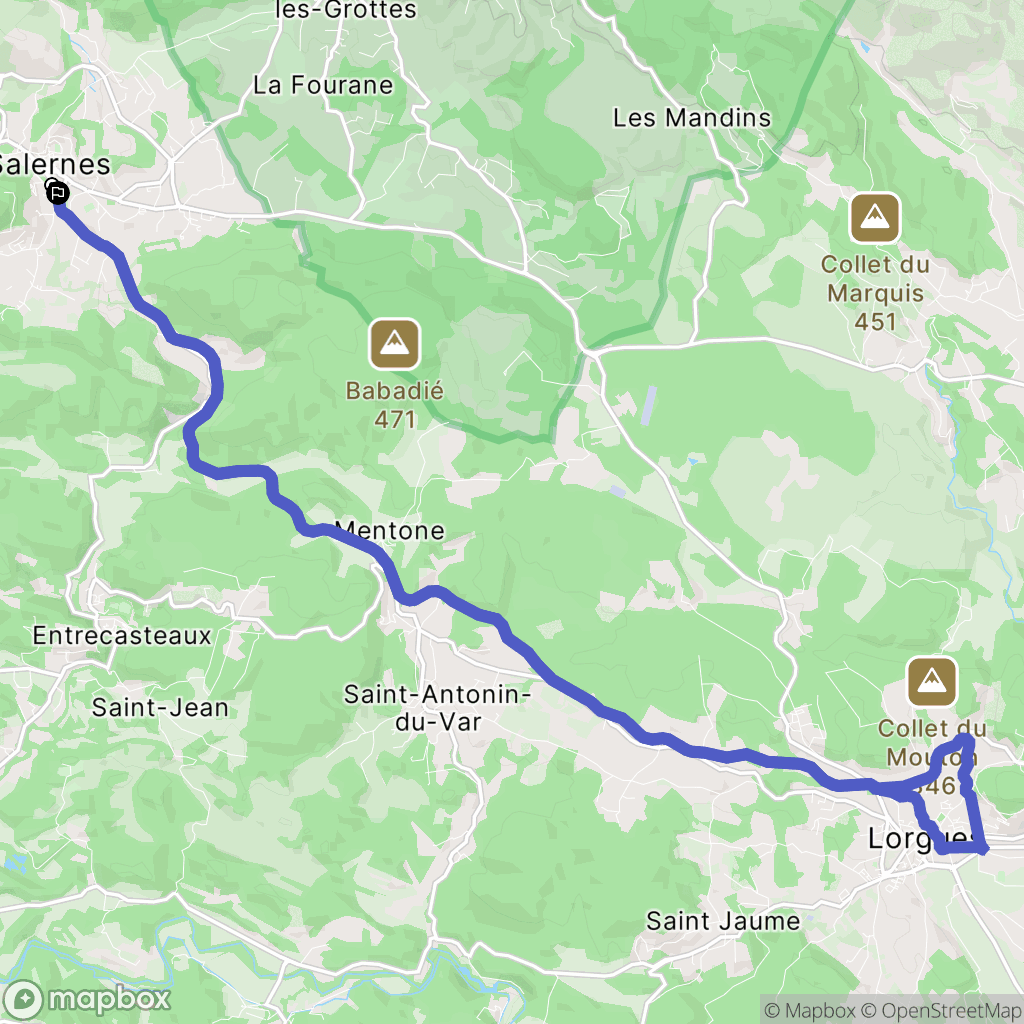 Salernes : carte du parcours de randonnée - France