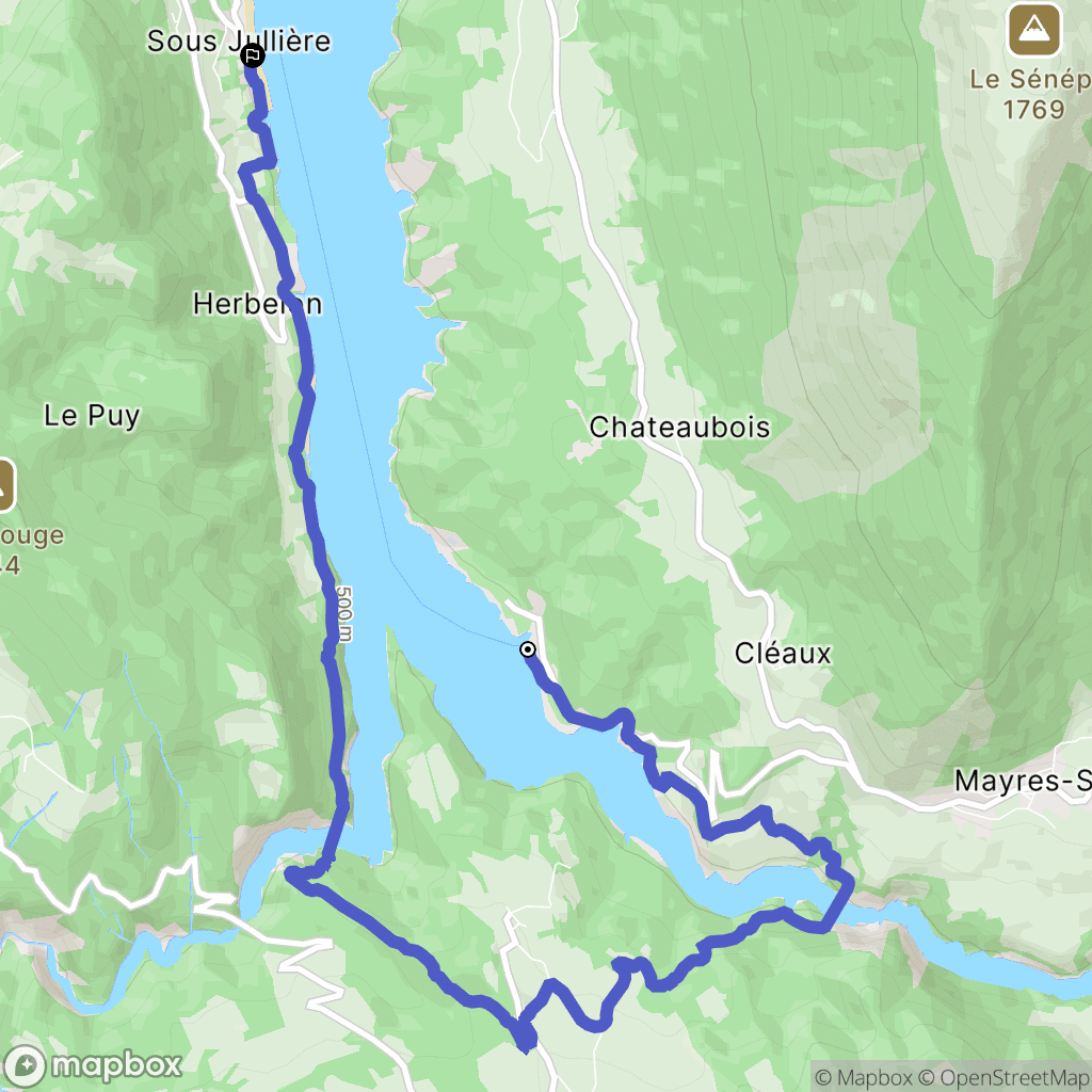 Mayres-Savel : carte du parcours de randonnée - France