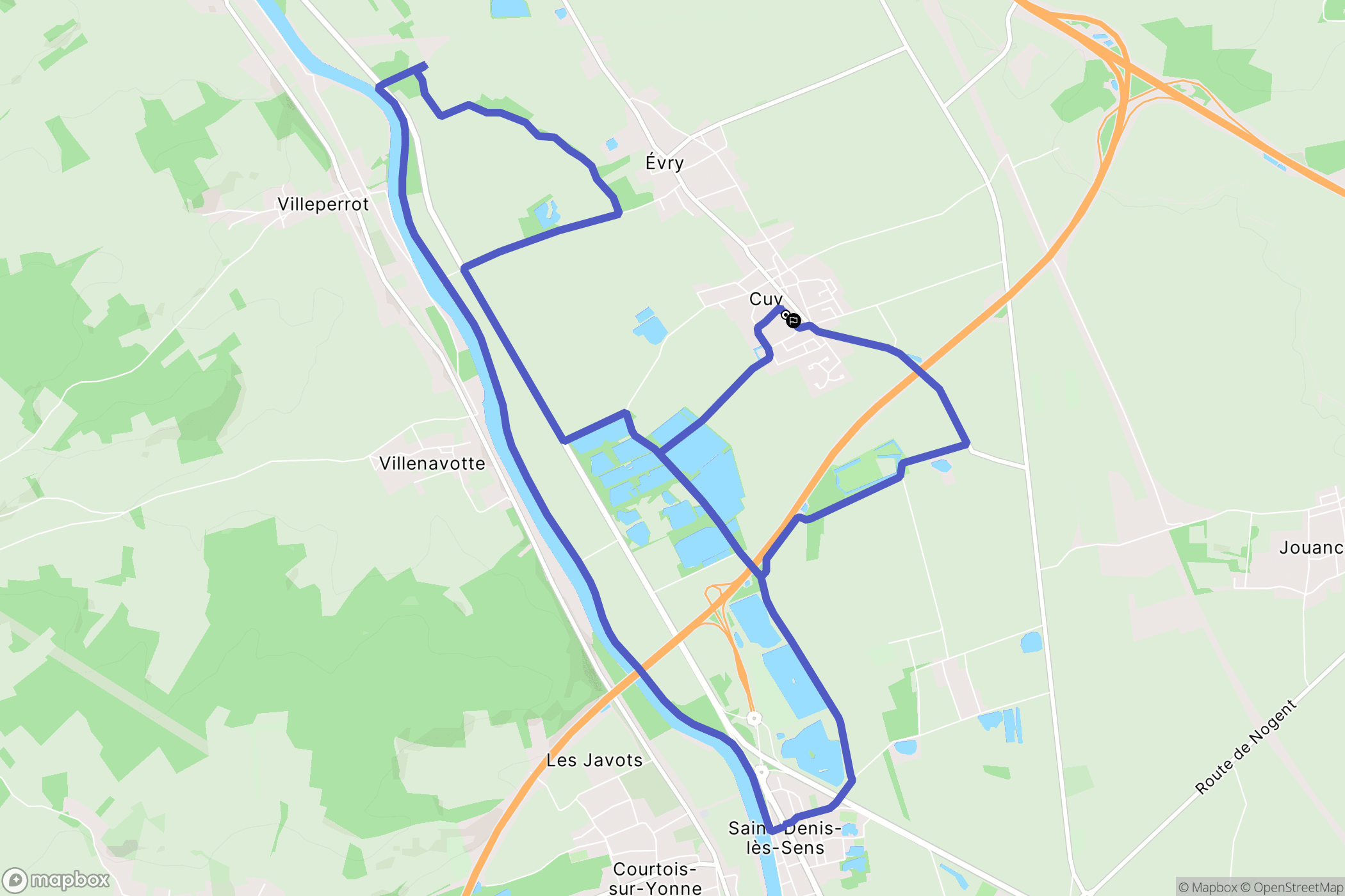 Cuy : carte du parcours de randonnée - France