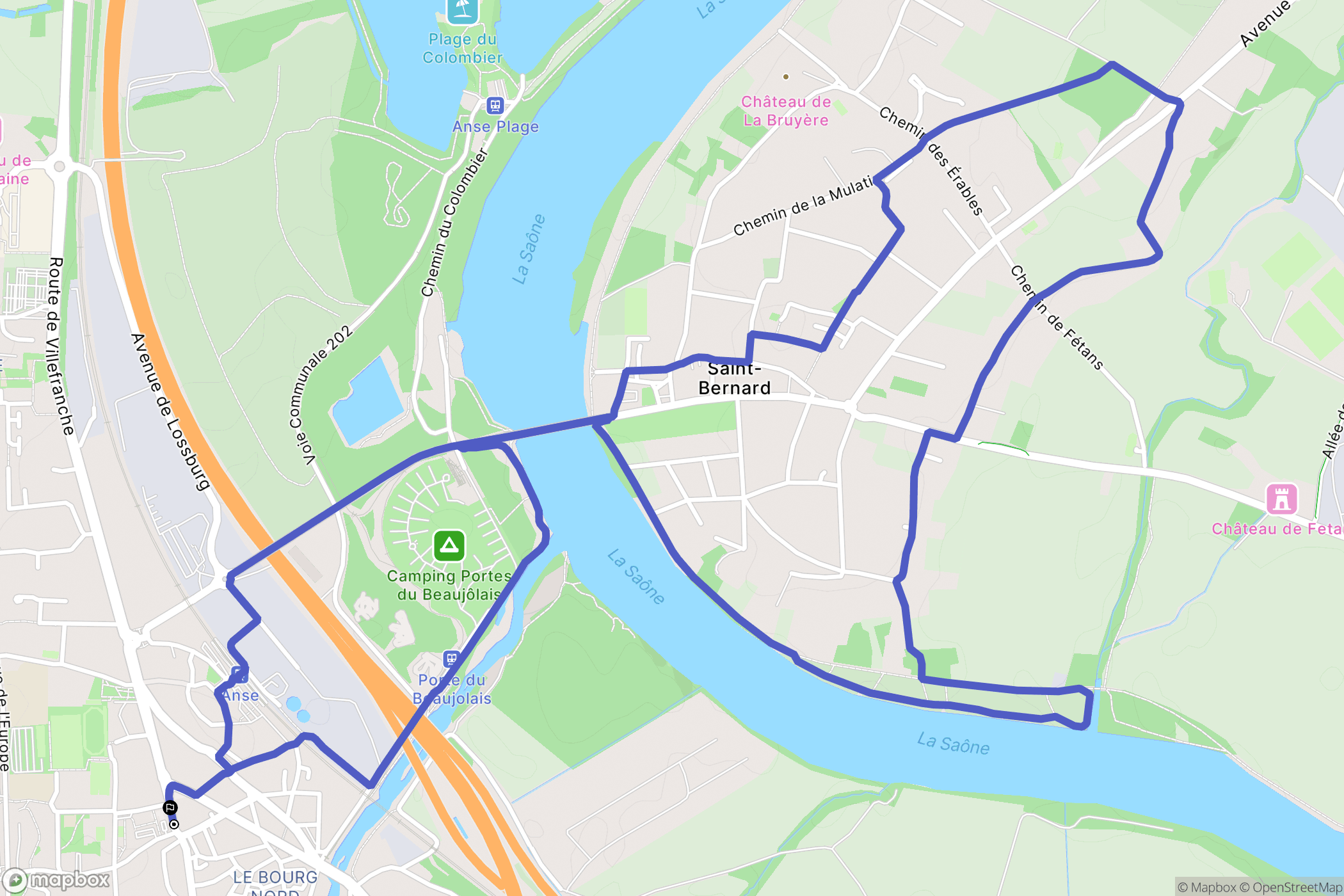 Anse : carte du parcours de randonnée - France