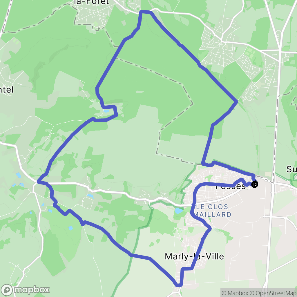 Fosses : carte du parcours de randonnée - France