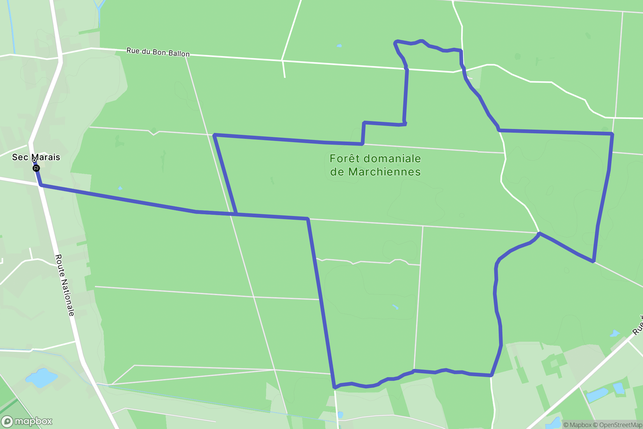 Marchiennes : carte du parcours de randonnée - France