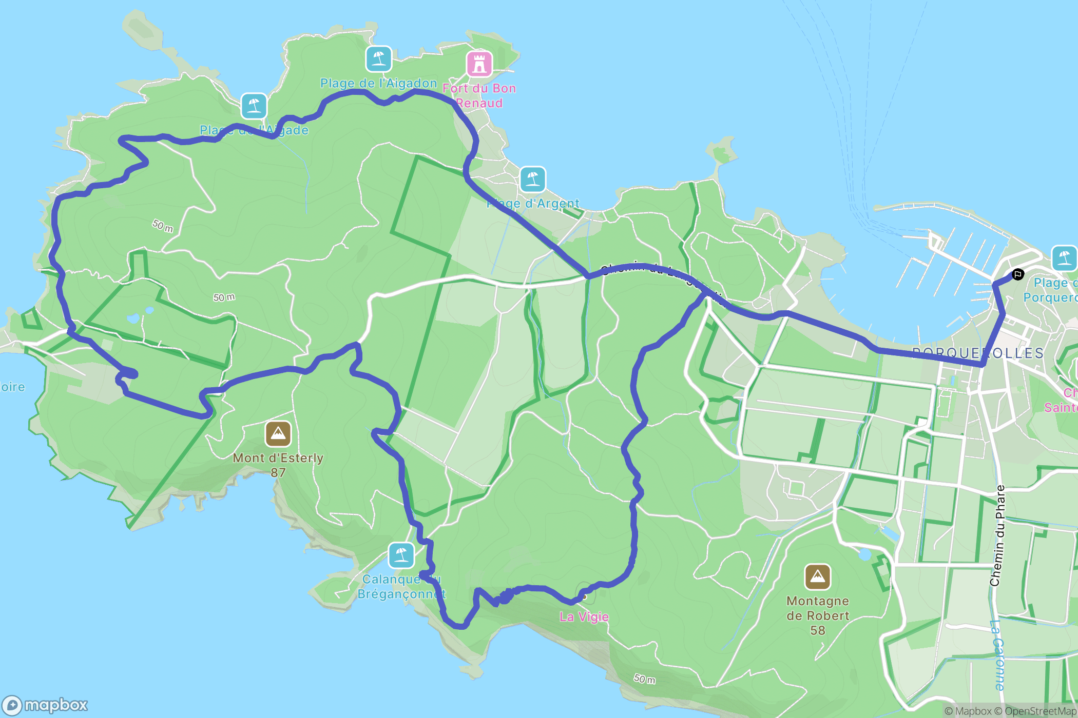 Hyères : carte du parcours de randonnée - France