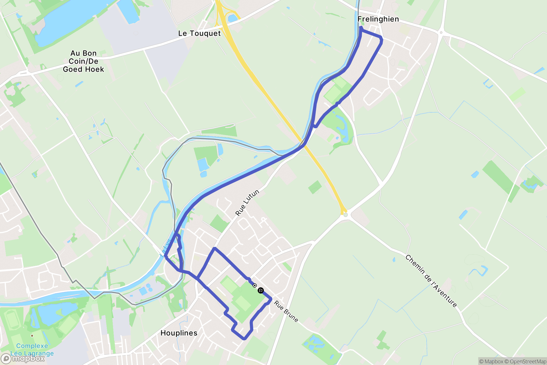 Houplines : carte du parcours de randonnée - France