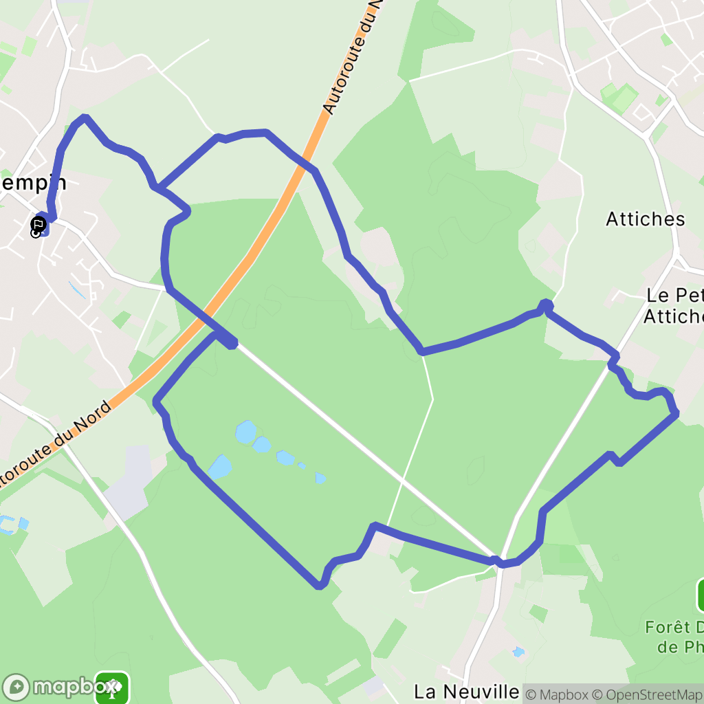 Phalempin : carte du parcours de randonnée - France