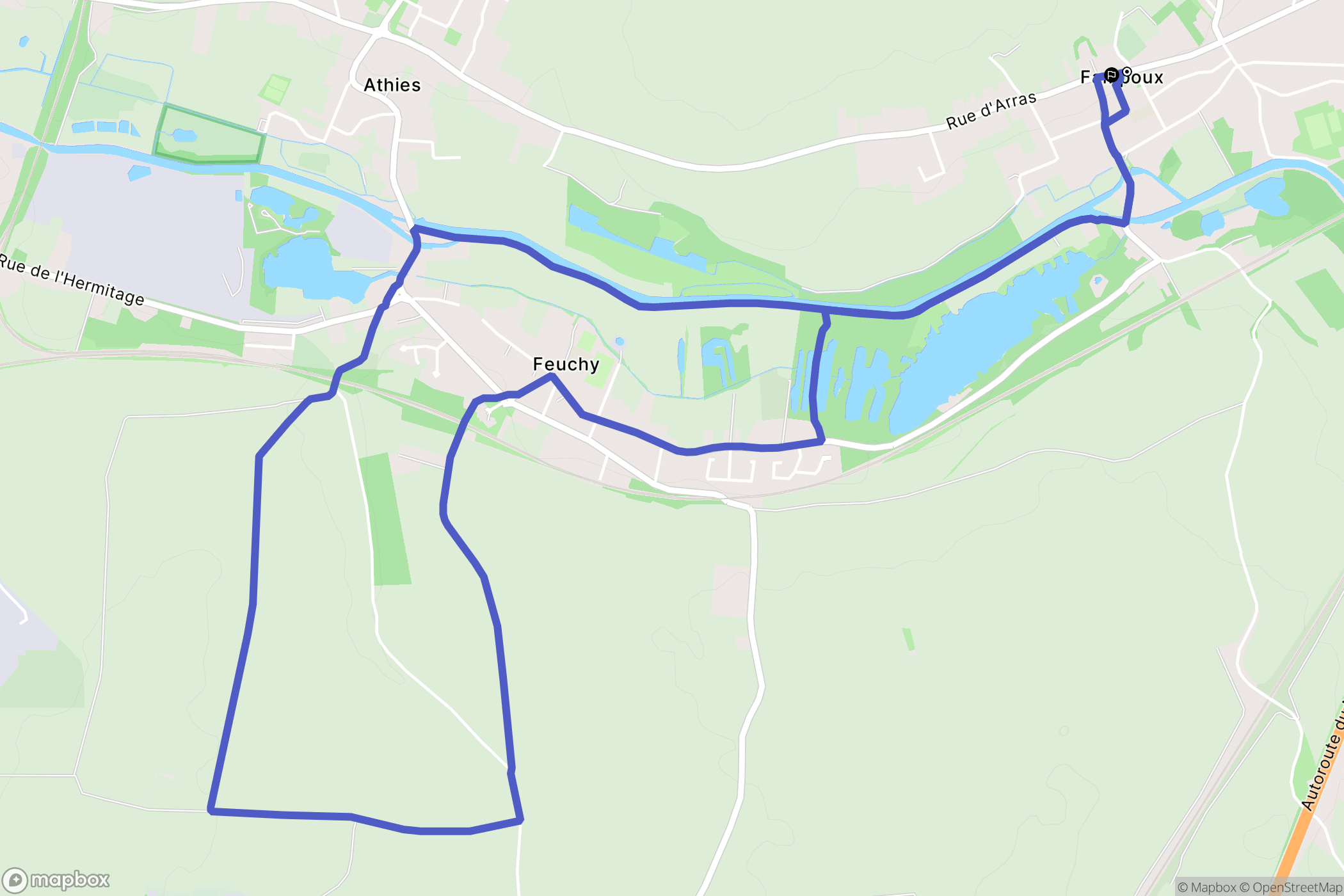 Fampoux : carte du parcours de randonnée - France