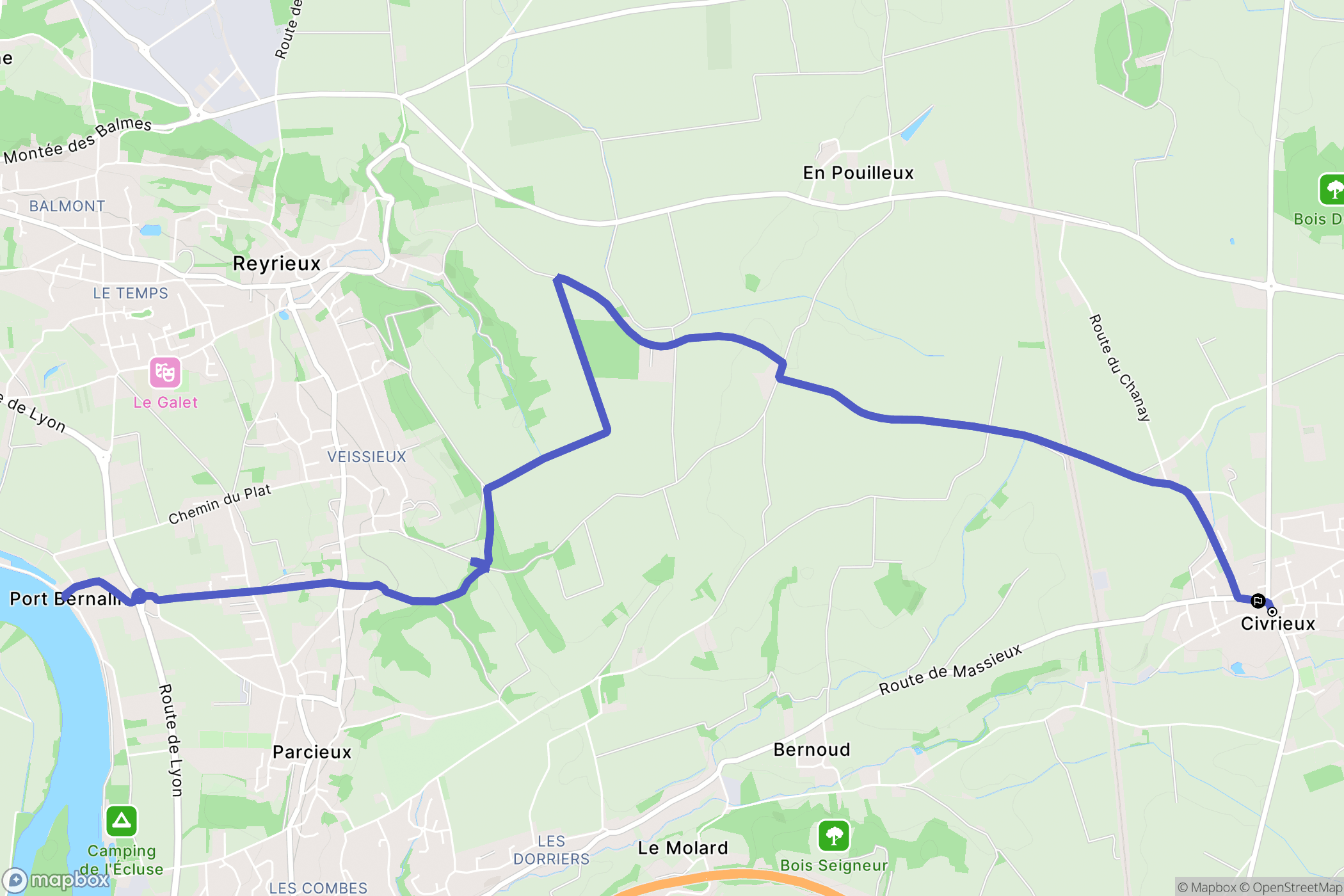 Civrieux : carte du parcours de randonnée - France
