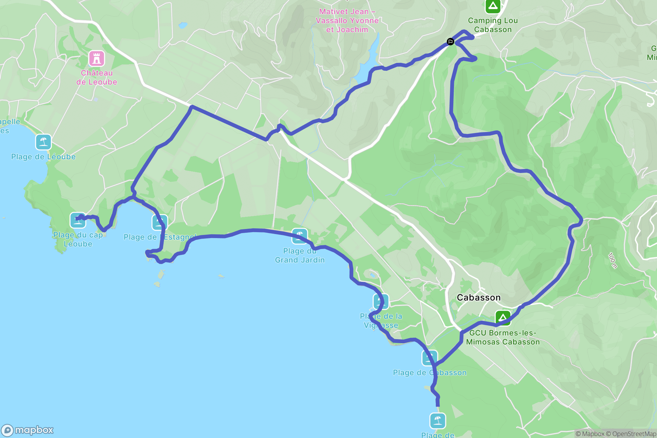 Bormes-les-Mimosas : carte du parcours de randonnée - France
