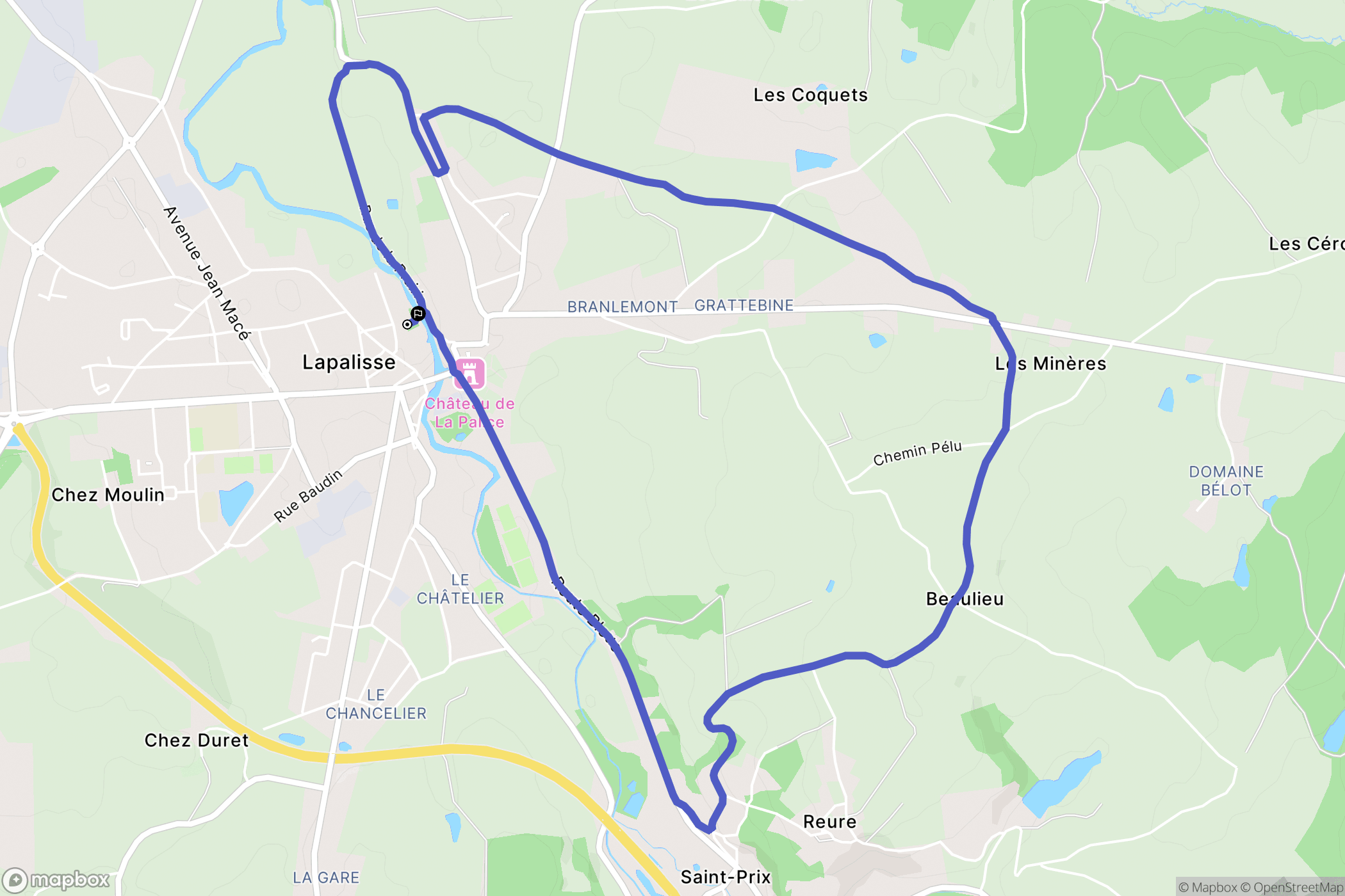 Lapalisse : carte du parcours de randonnée - France
