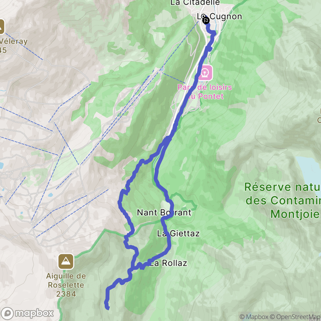 Les Contamines-Montjoie : carte du parcours de randonnée - France