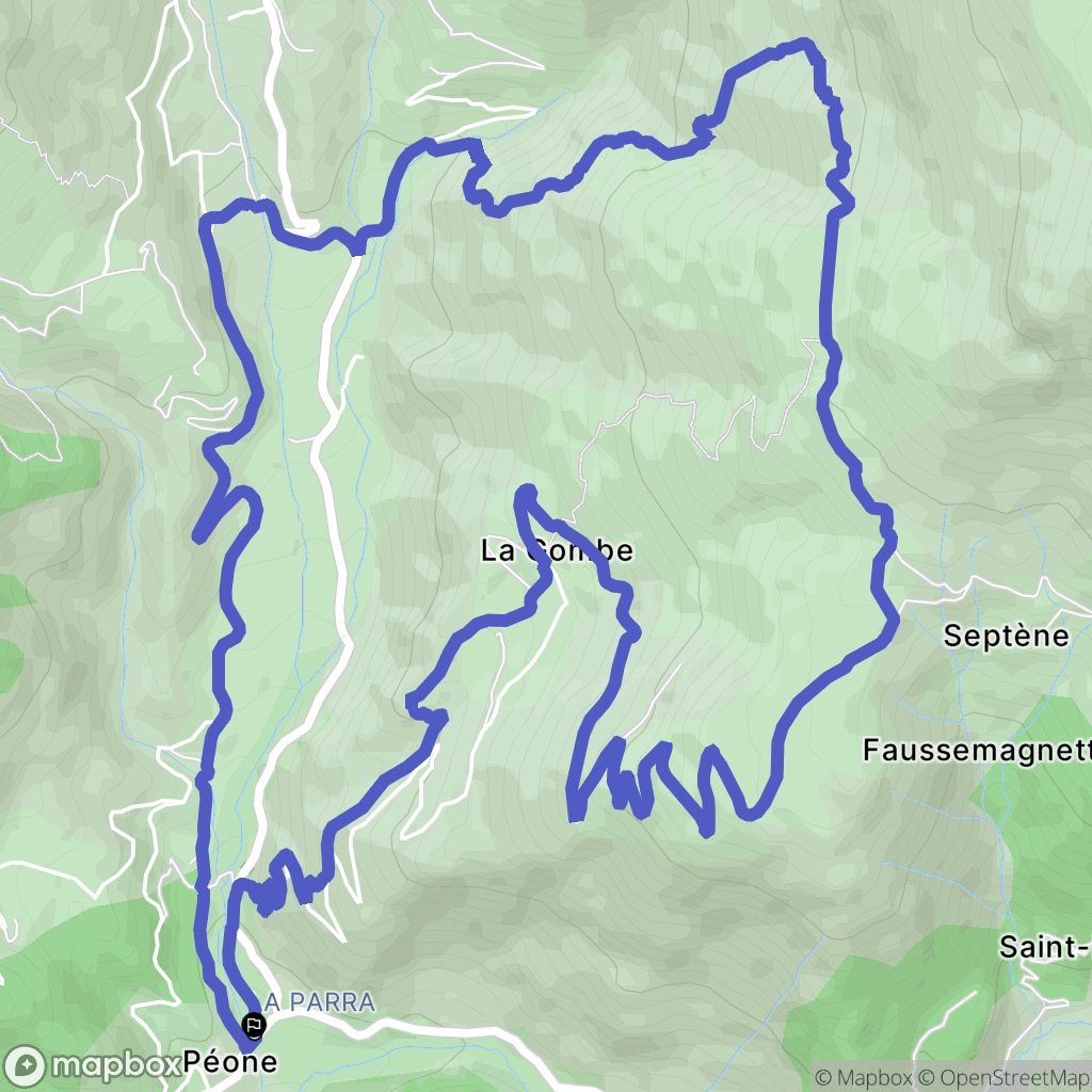 Péone : carte du parcours de randonnée - France