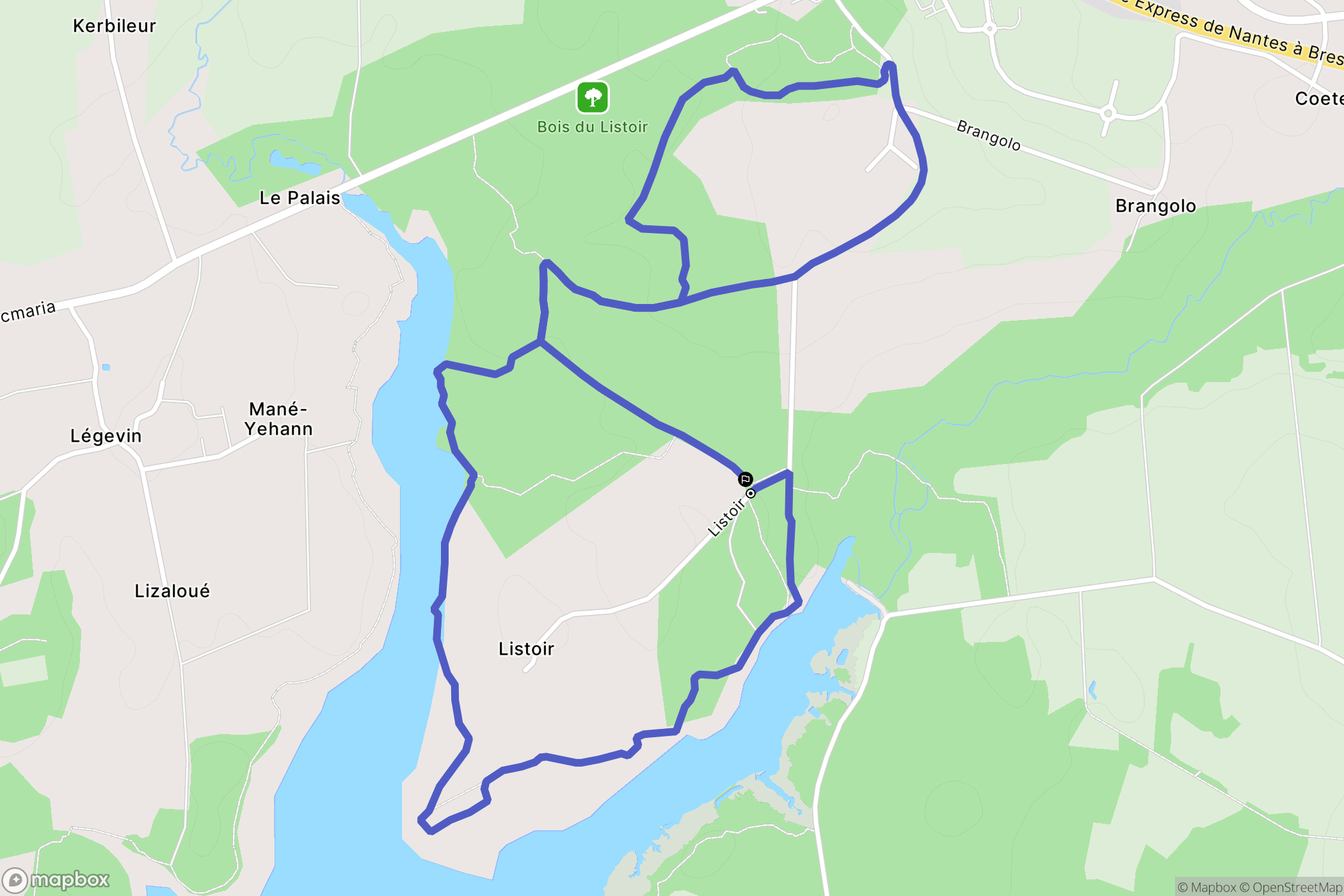 Landévant : carte du parcours de randonnée - France