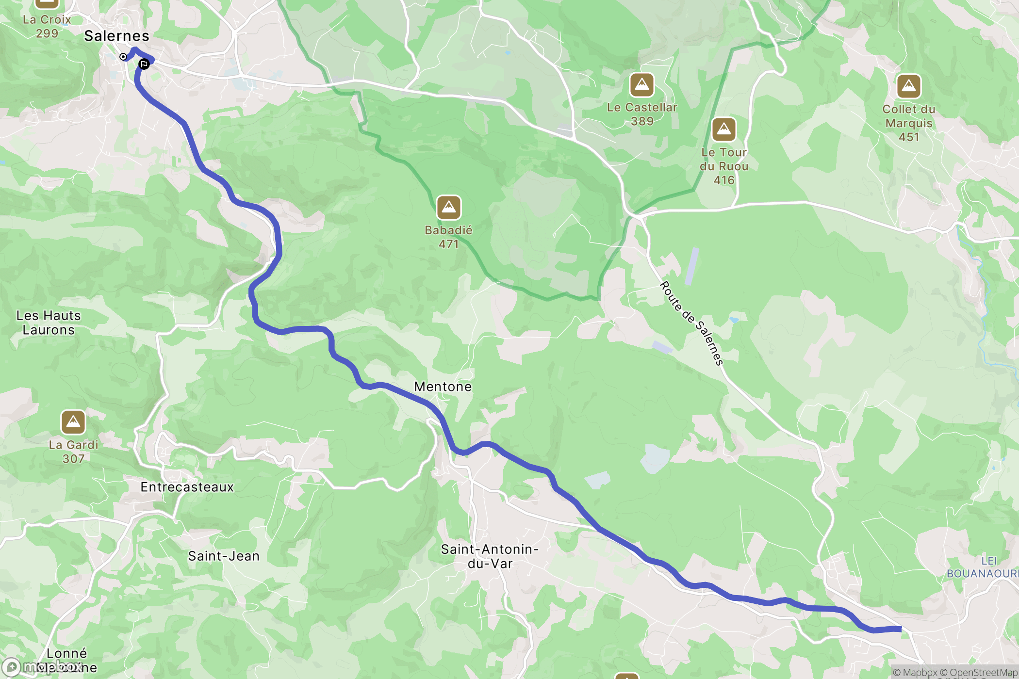 Salernes : carte du parcours de randonnée - France