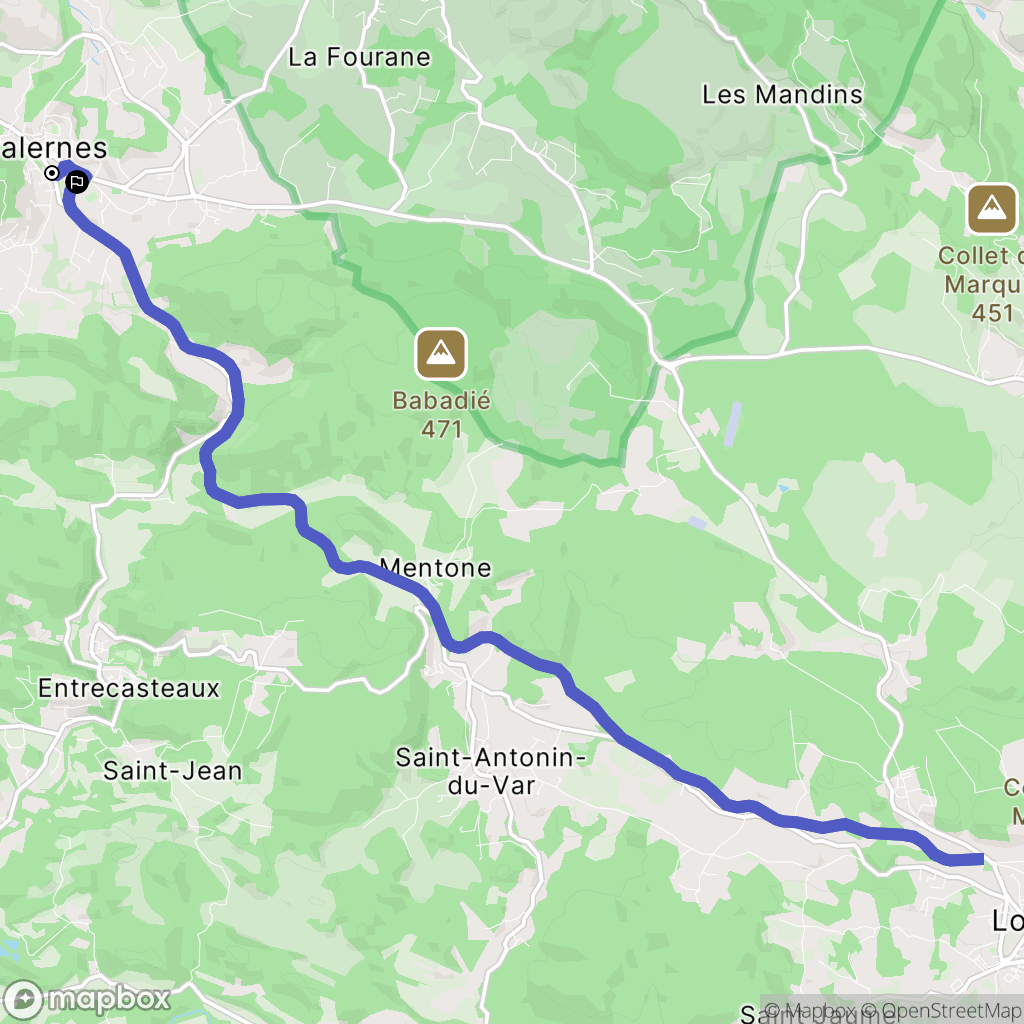 Salernes : carte du parcours de randonnée - France