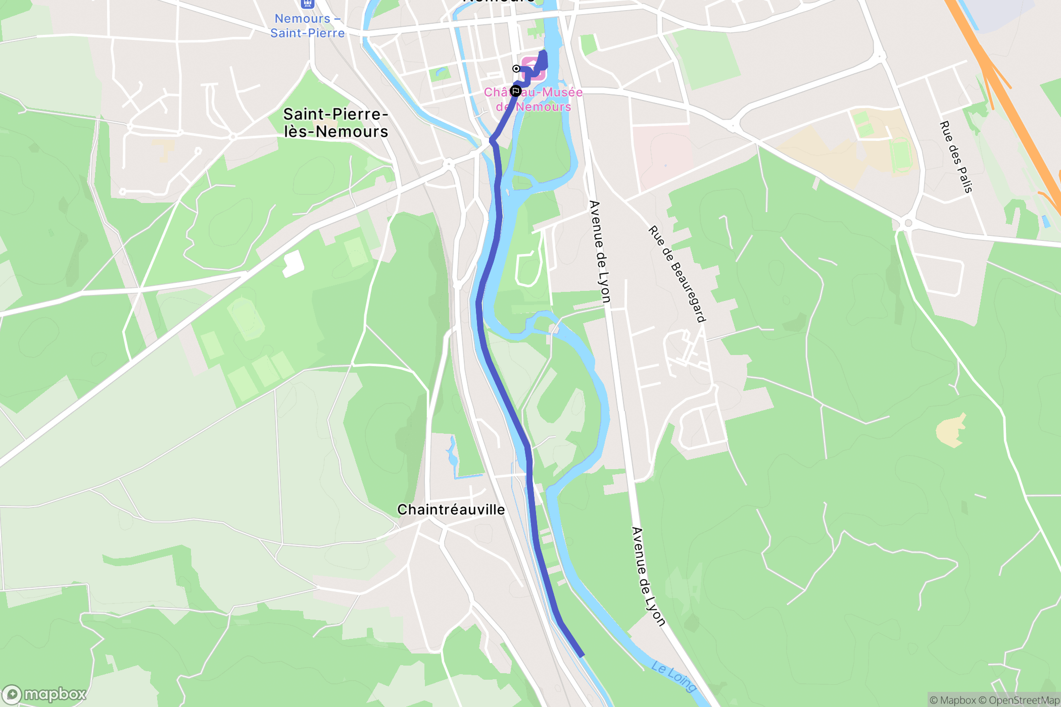 Nemours : carte du parcours de randonnée - France
